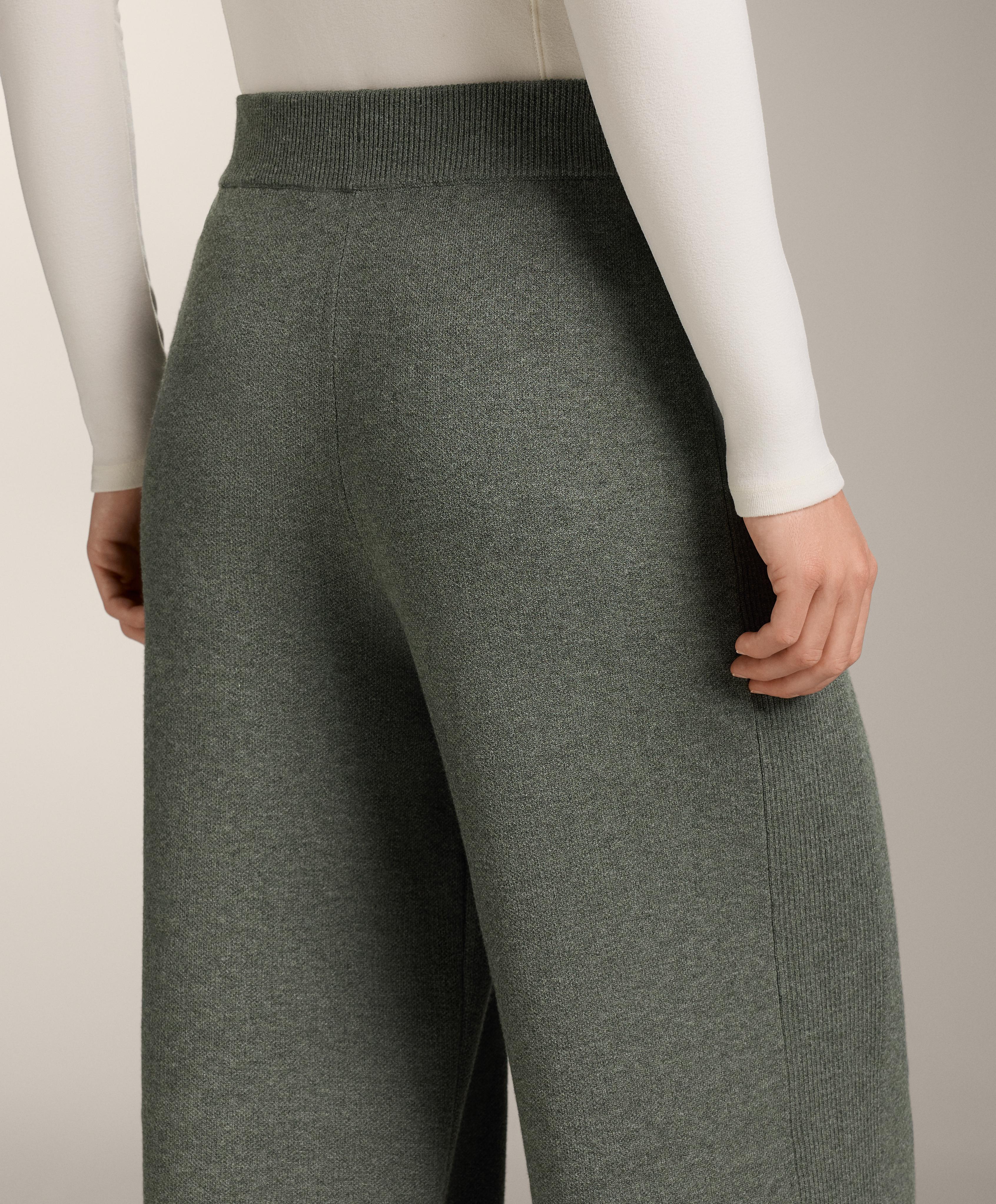 Straight-leg knit trousers with side rib - Sale