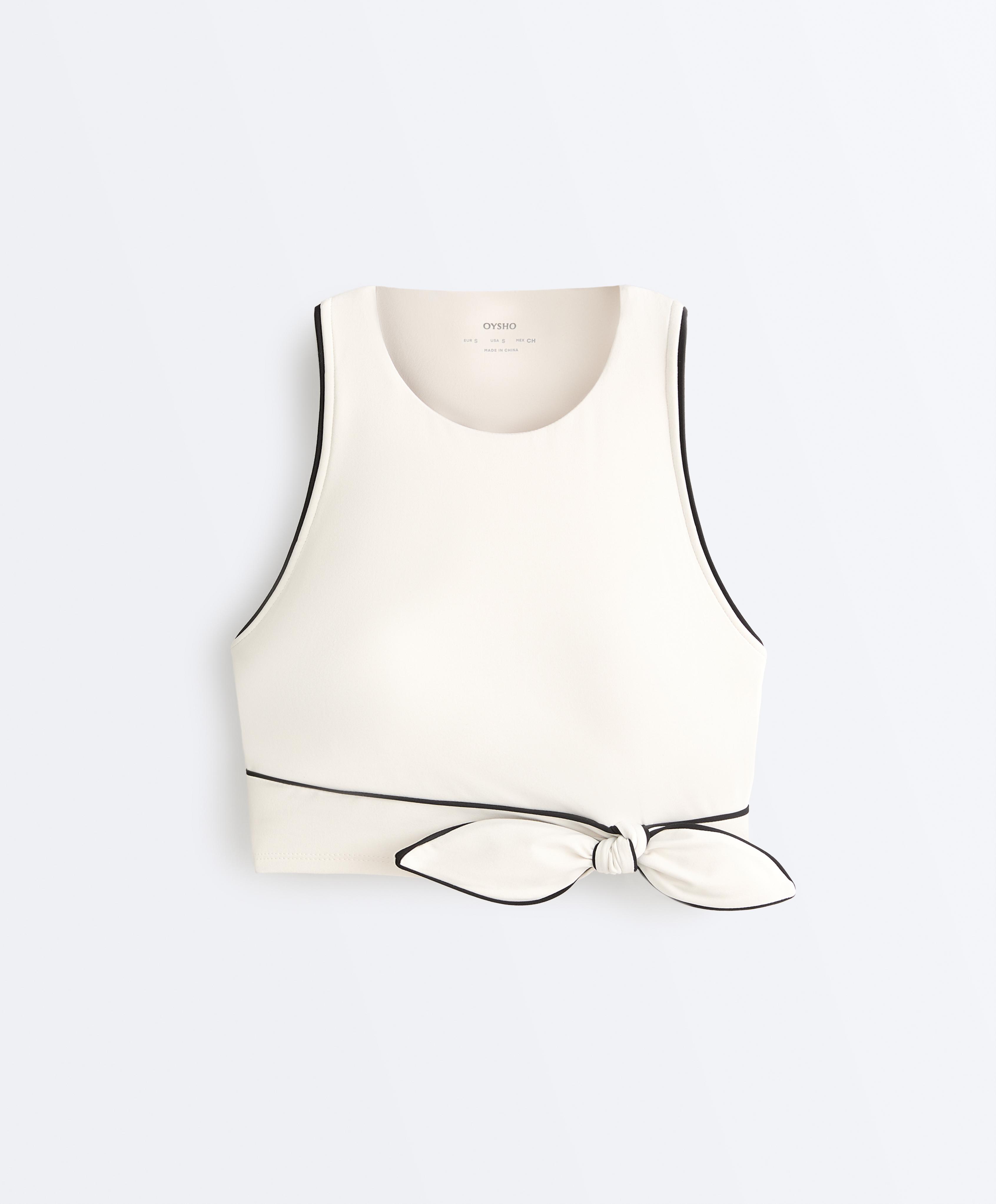 Comfortlux sleeveless tie tank top — PALE ECRU