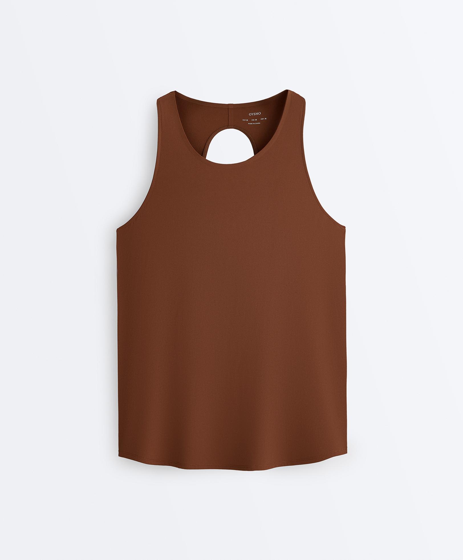 Comfortlux cross-back T-shirt — COFFEE