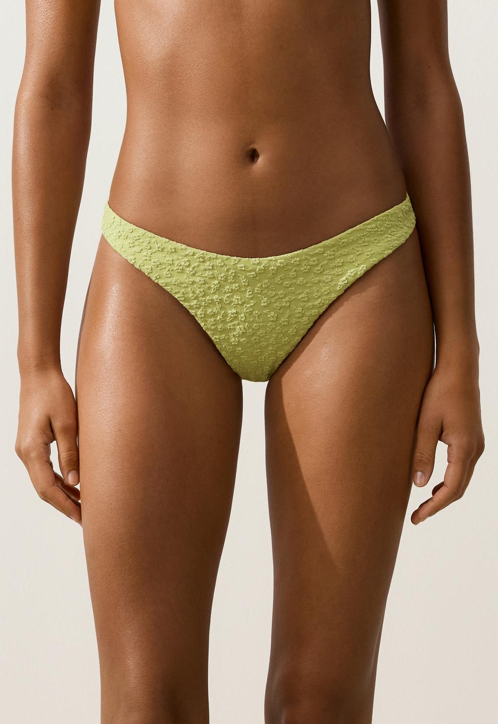 Floral jacquard U-cut Brazilian bikini briefs