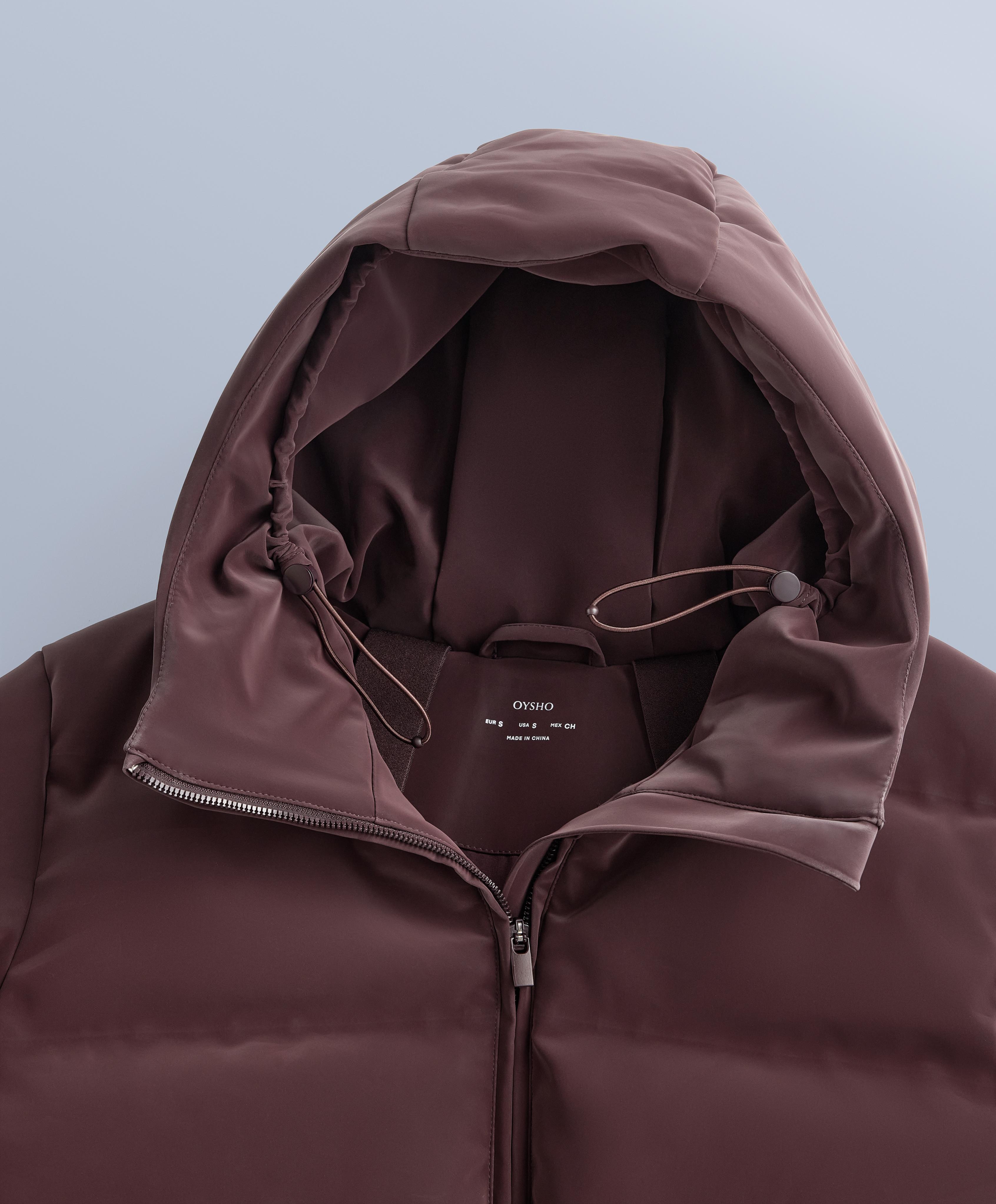 Satin padded jacket 80% down and 20% feather MINARDI PIUME SKI water-resistant — DARK WINE RED