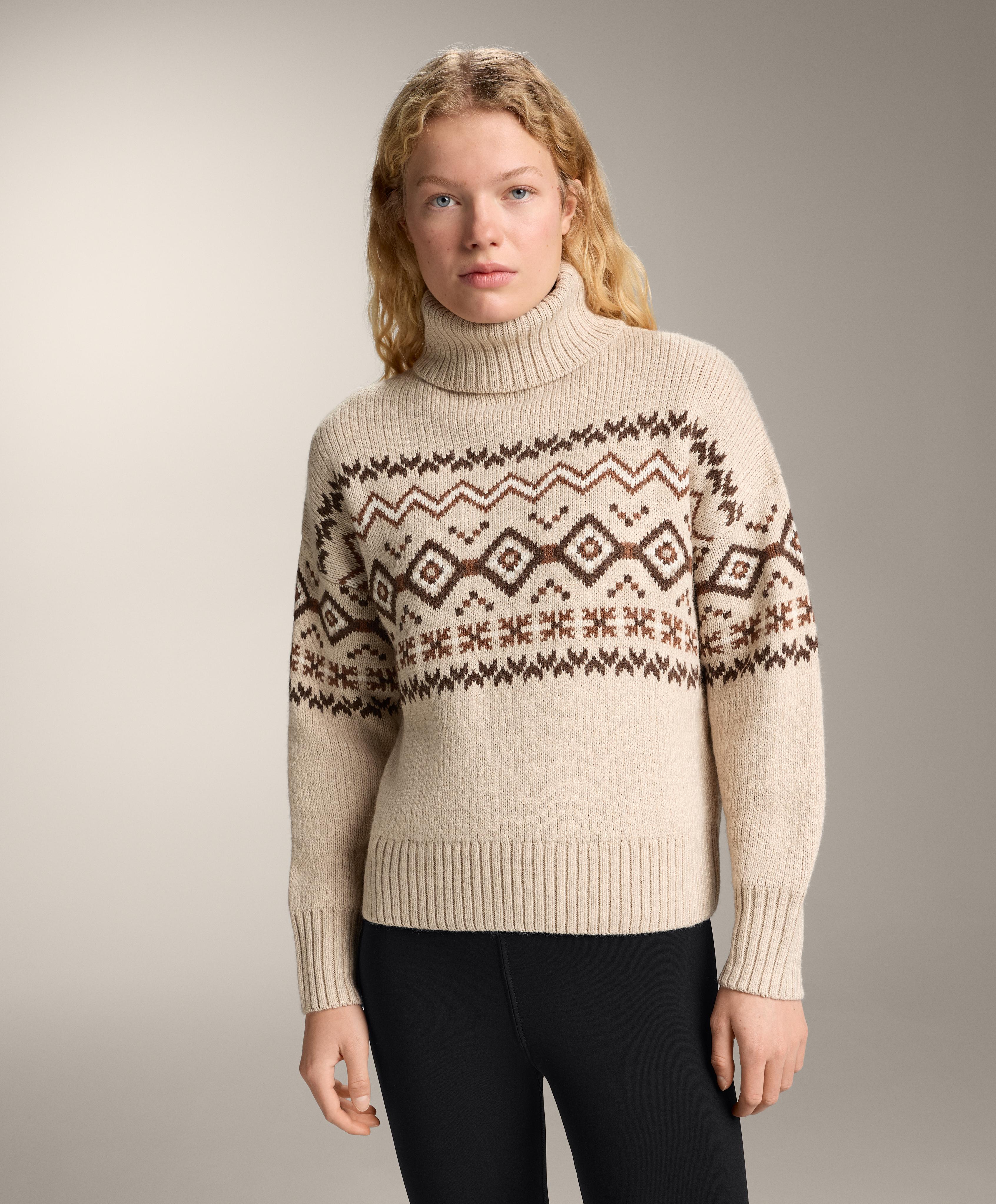 Jacquard knit high-neck jumper 10% wool