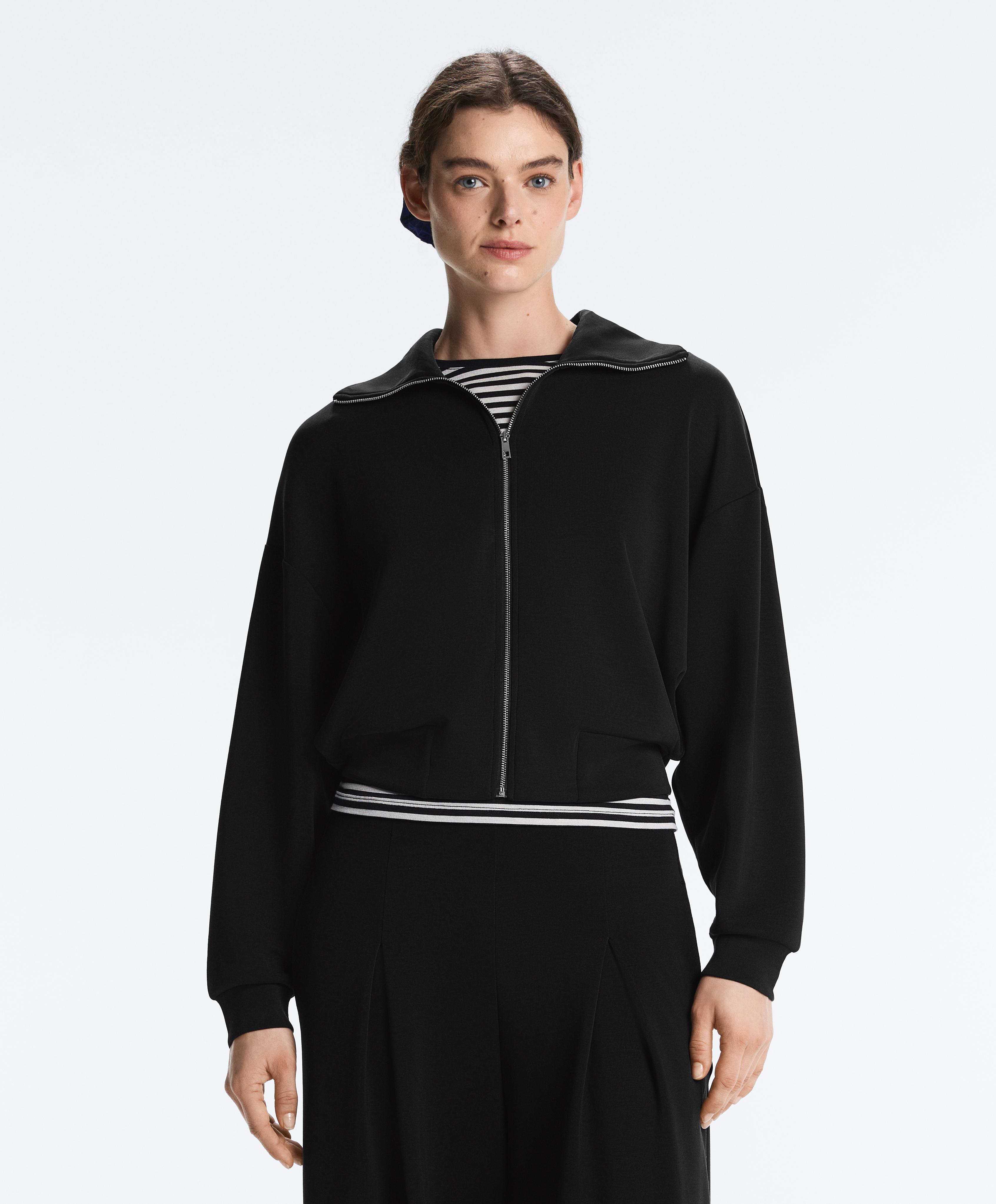 Boxy jacket with soft-touch modal — BLACK