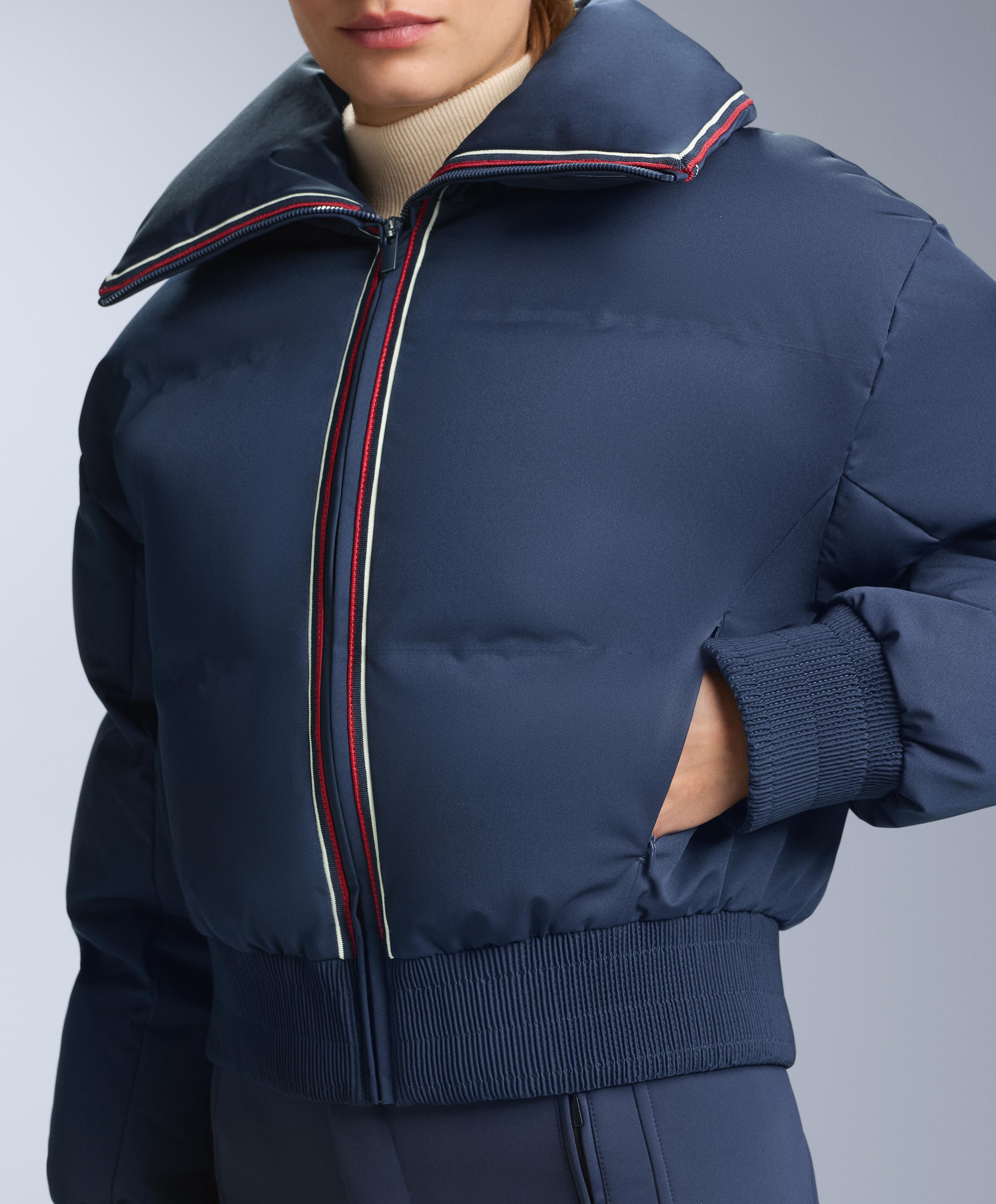 MINARDI PIUME SKI water-resistant retro jacket, 80% down and 20% feather — NAVY BLUE