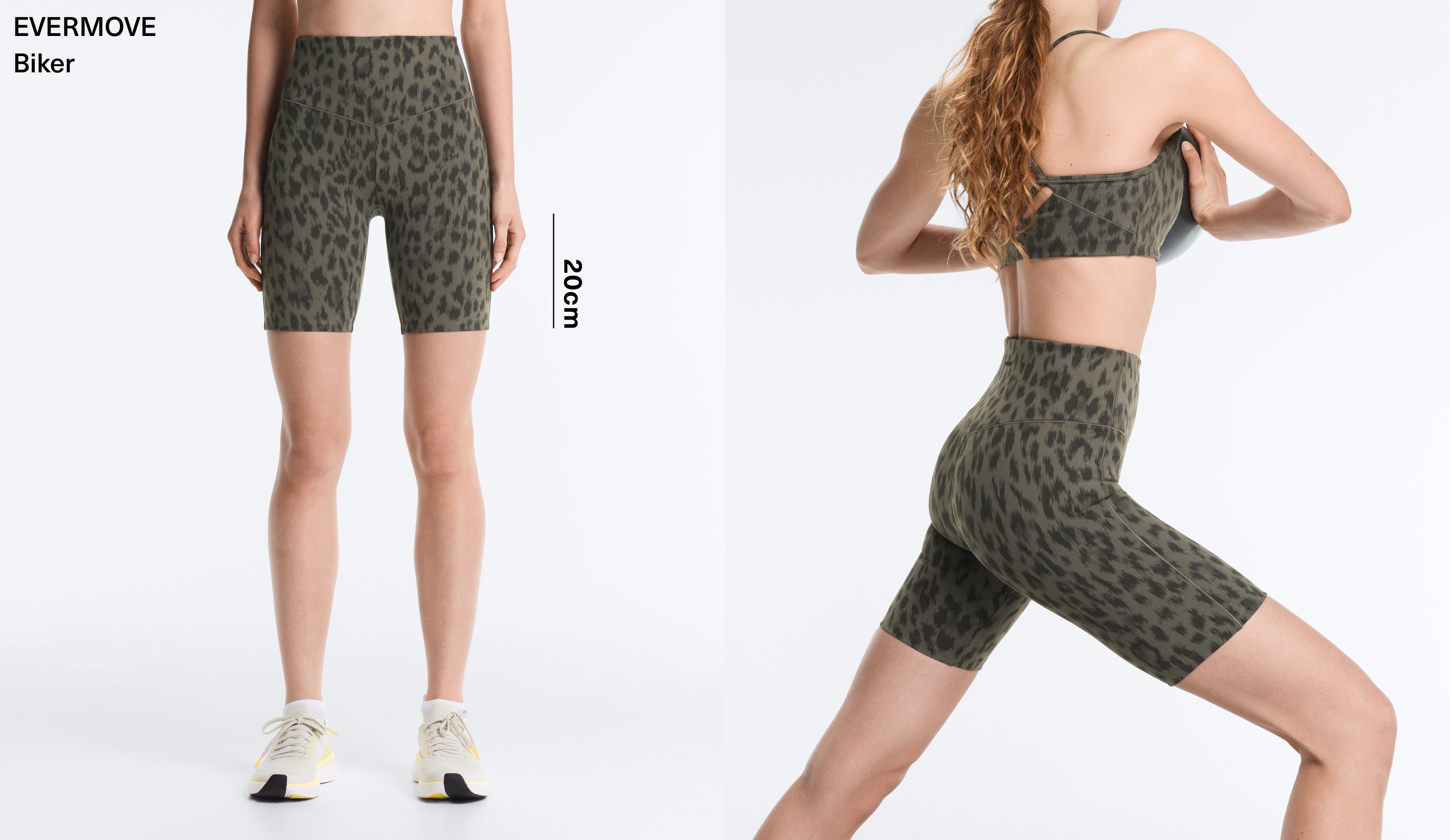 Evermove high-rise 20cm leopard print cycle leggings — DARK KHAKI