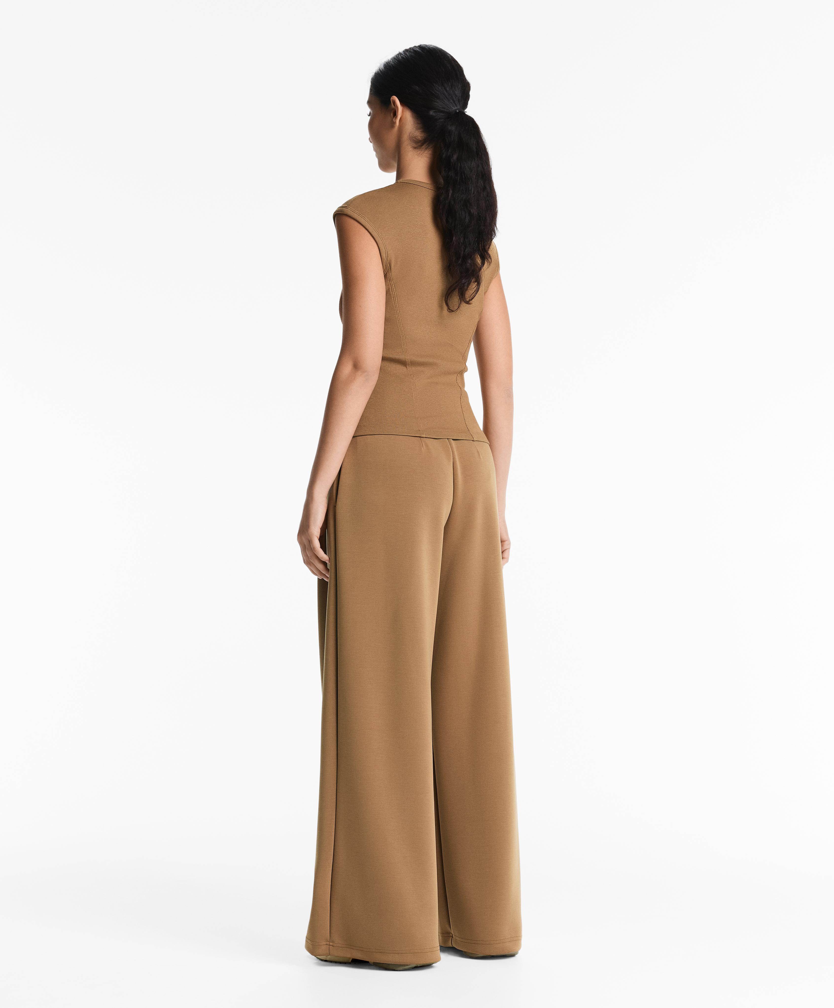 Short-sleeved rib top with cotton and modal — COPPER