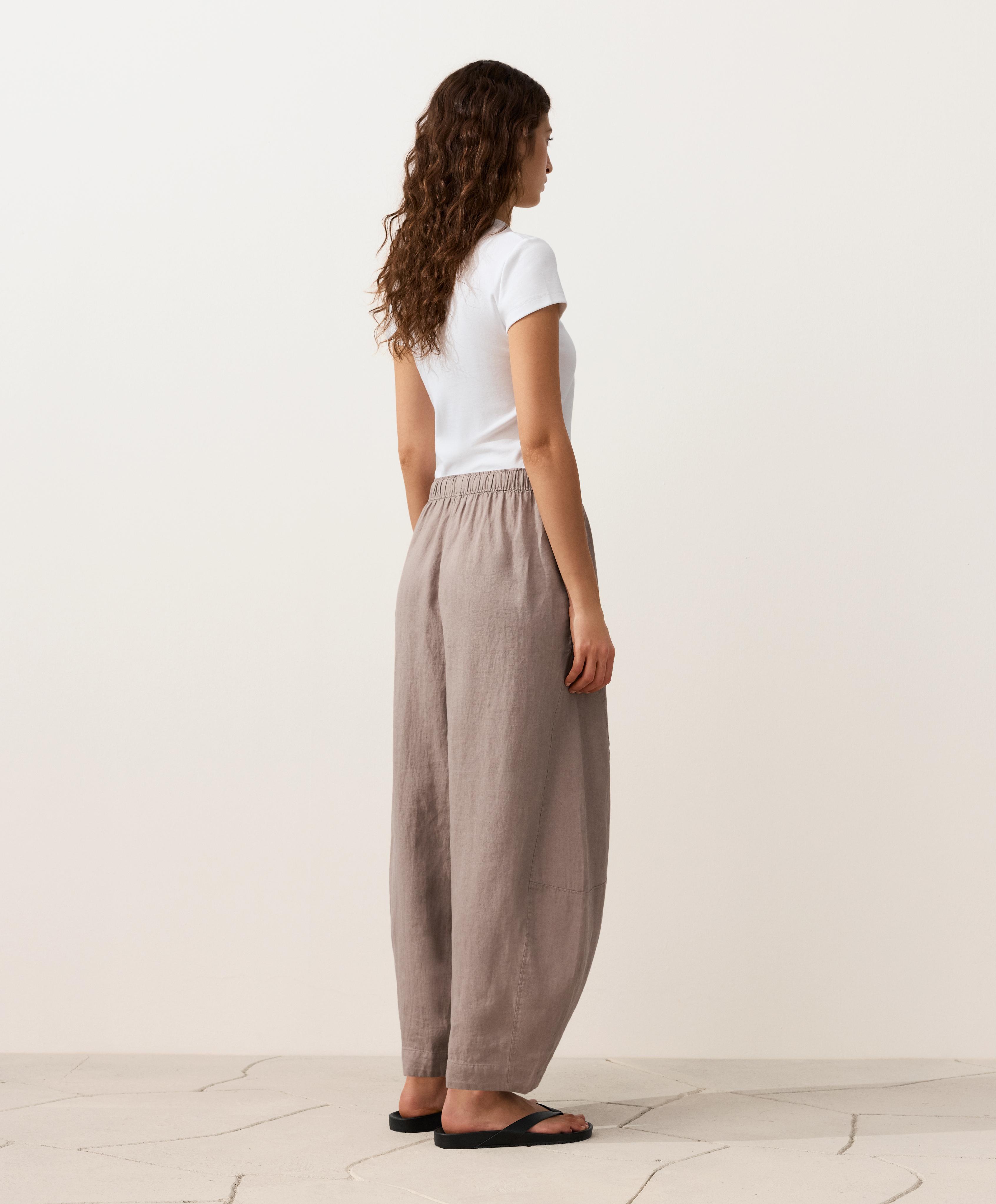 100% linen balloon trousers — TAUPE-GREY