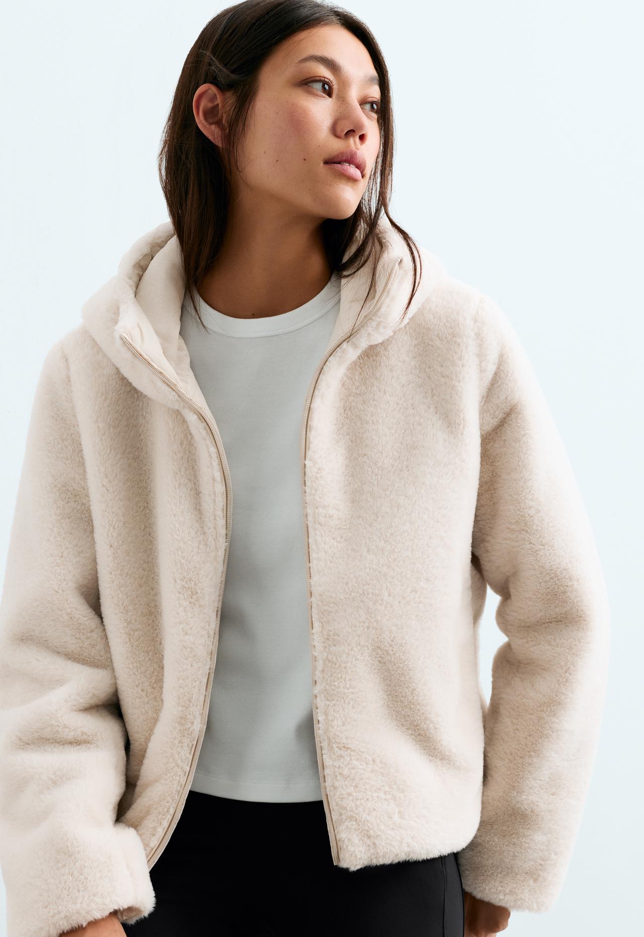 FELLEX® Aerogel reversible faux-fur-effect padded jacket — PALE TAUPE