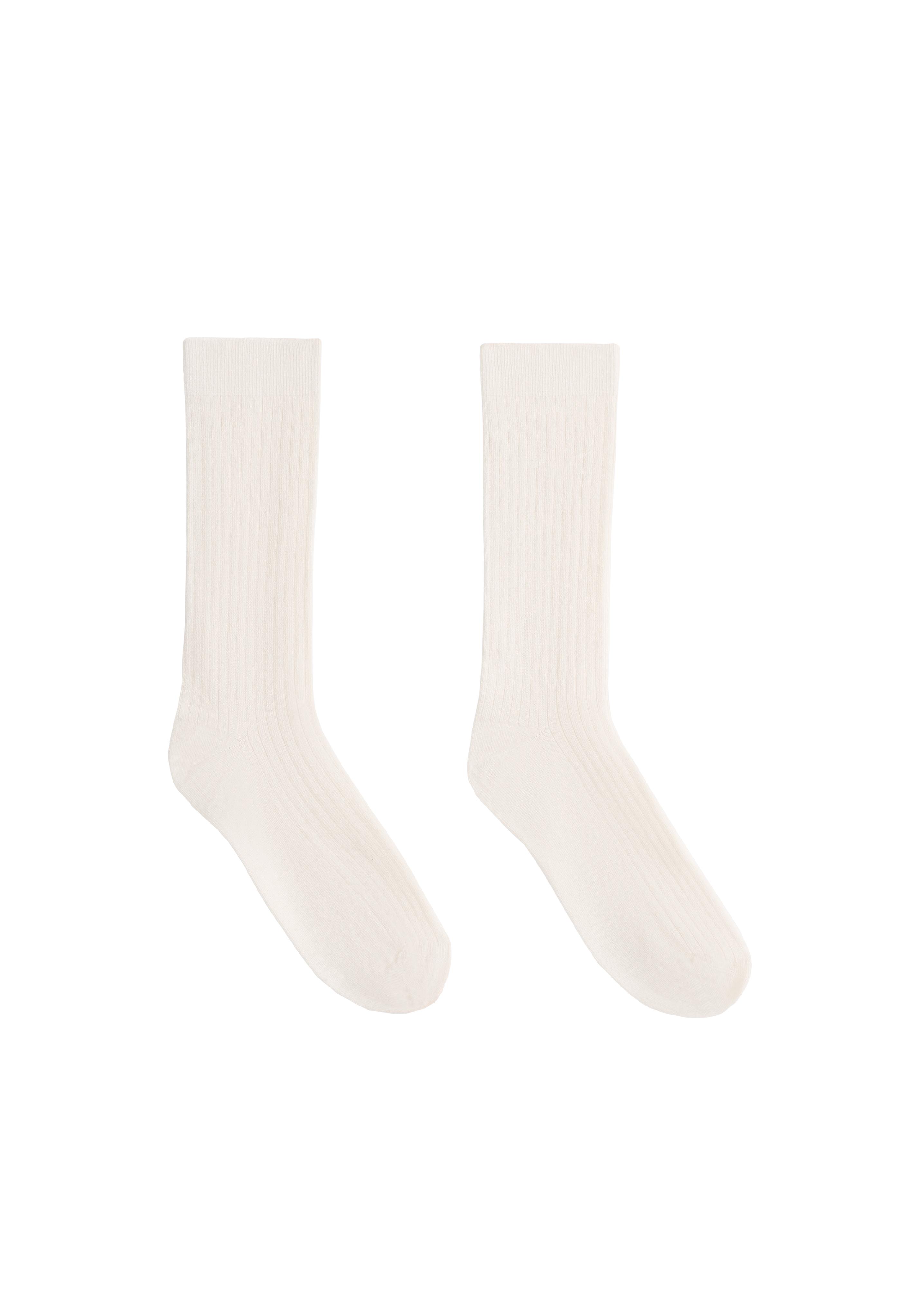 Ribbed modal blend socks with 15% cashmere — ECRU