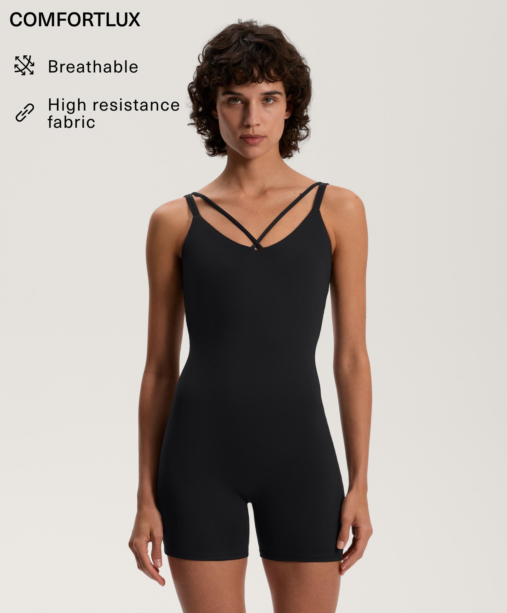 Comfortlux korte jumpsuit met dubbele bandjes