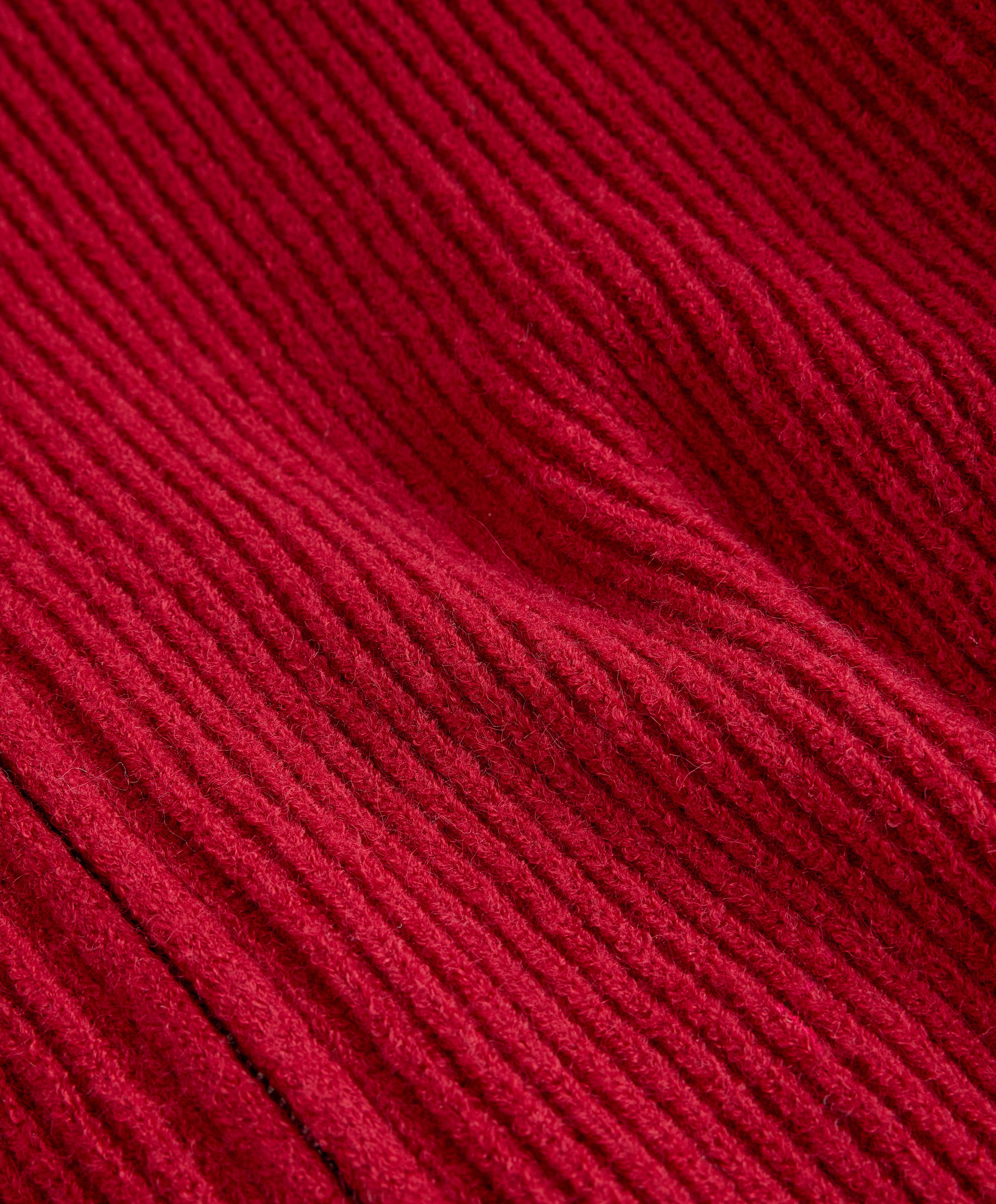 Long rib-knit jacket — RED