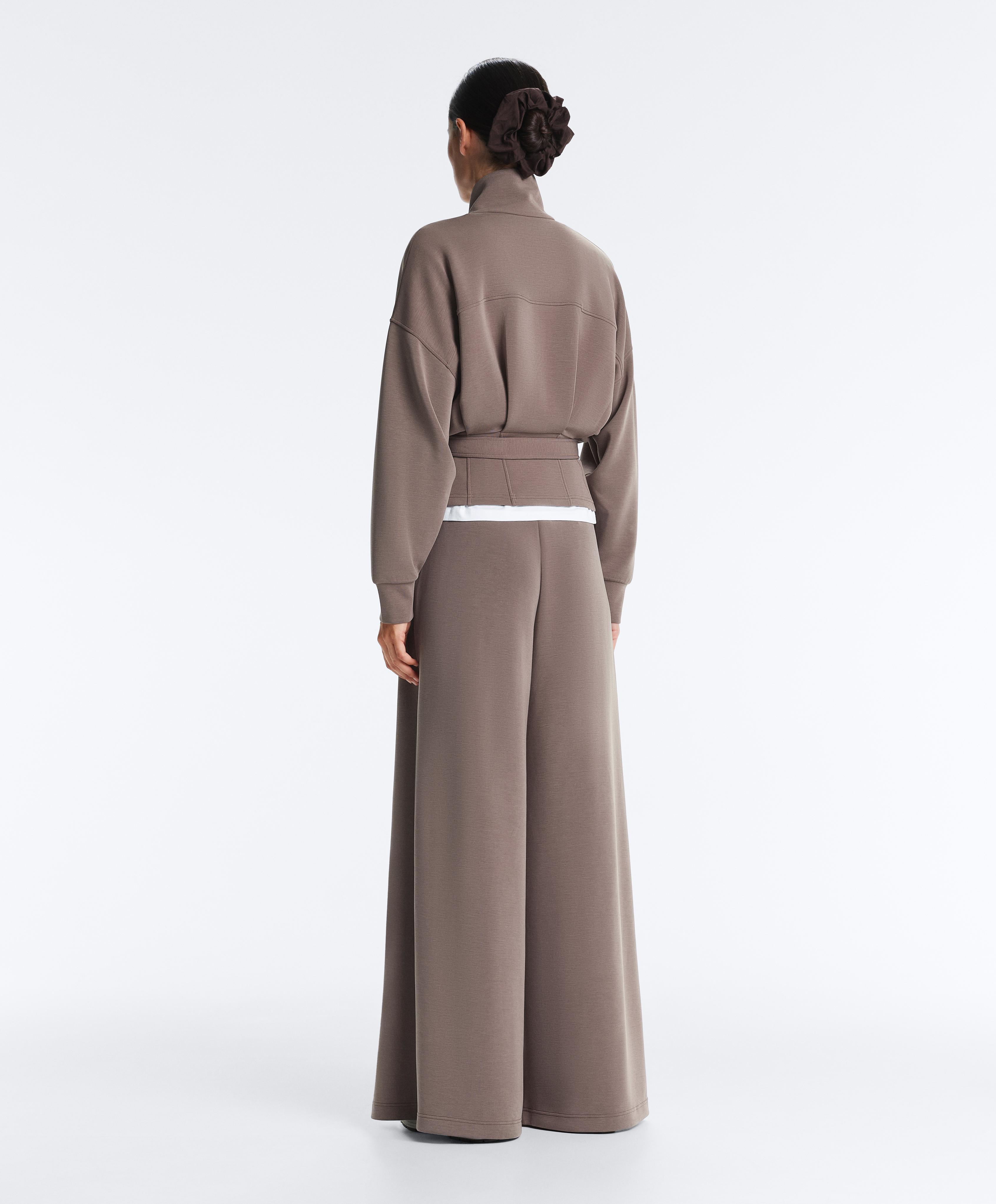 Soft-touch corset belt jacket with modal — TAUPE-GREY 