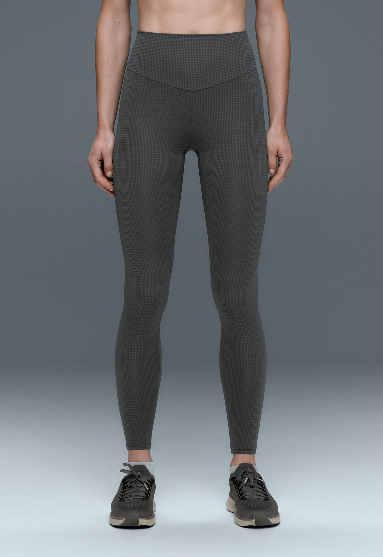 Ankle-length high rise houndstooth leggings — ANTHRACITE