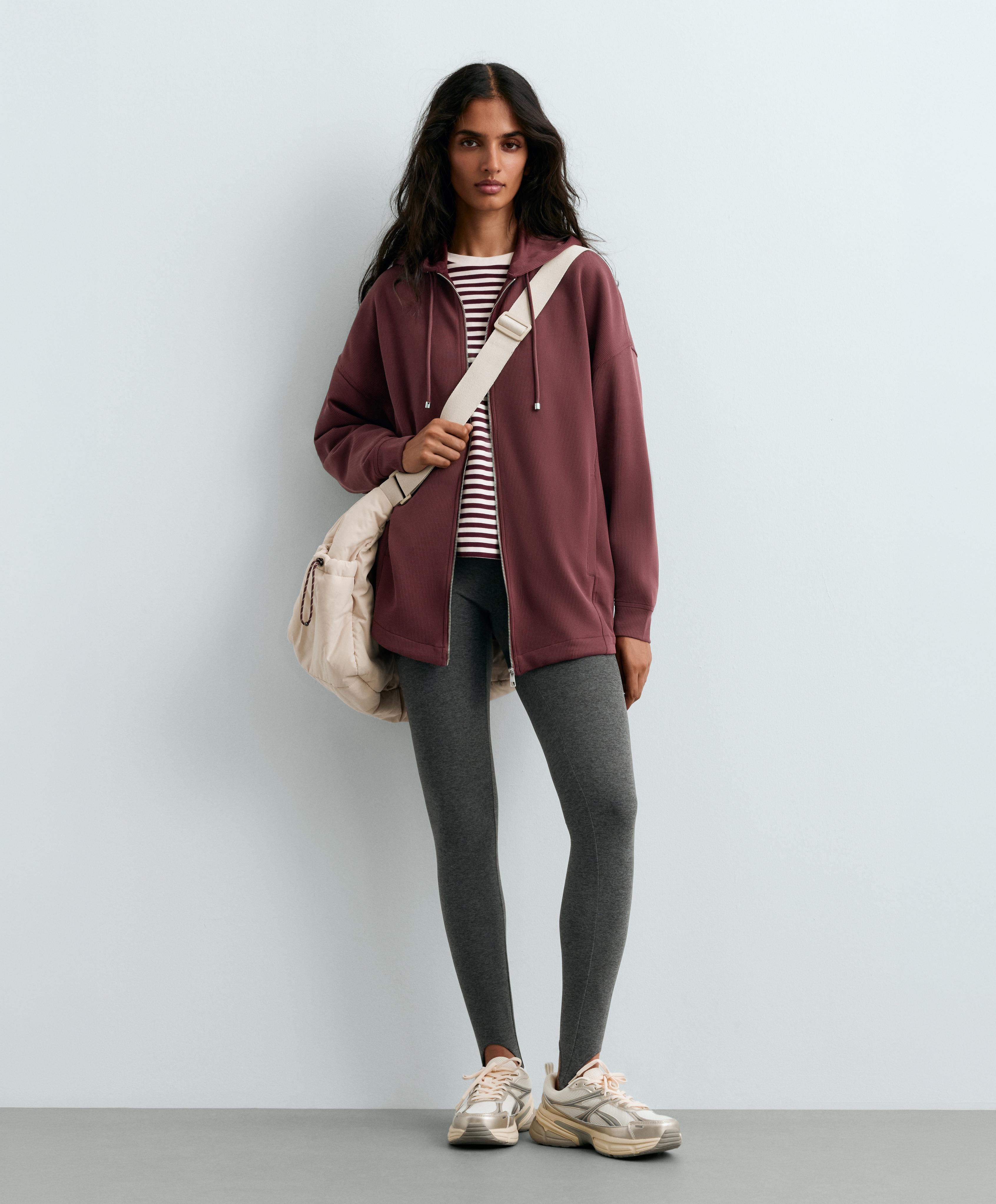 Oversize rib jacket with soft-touch modal — BURGUNDY