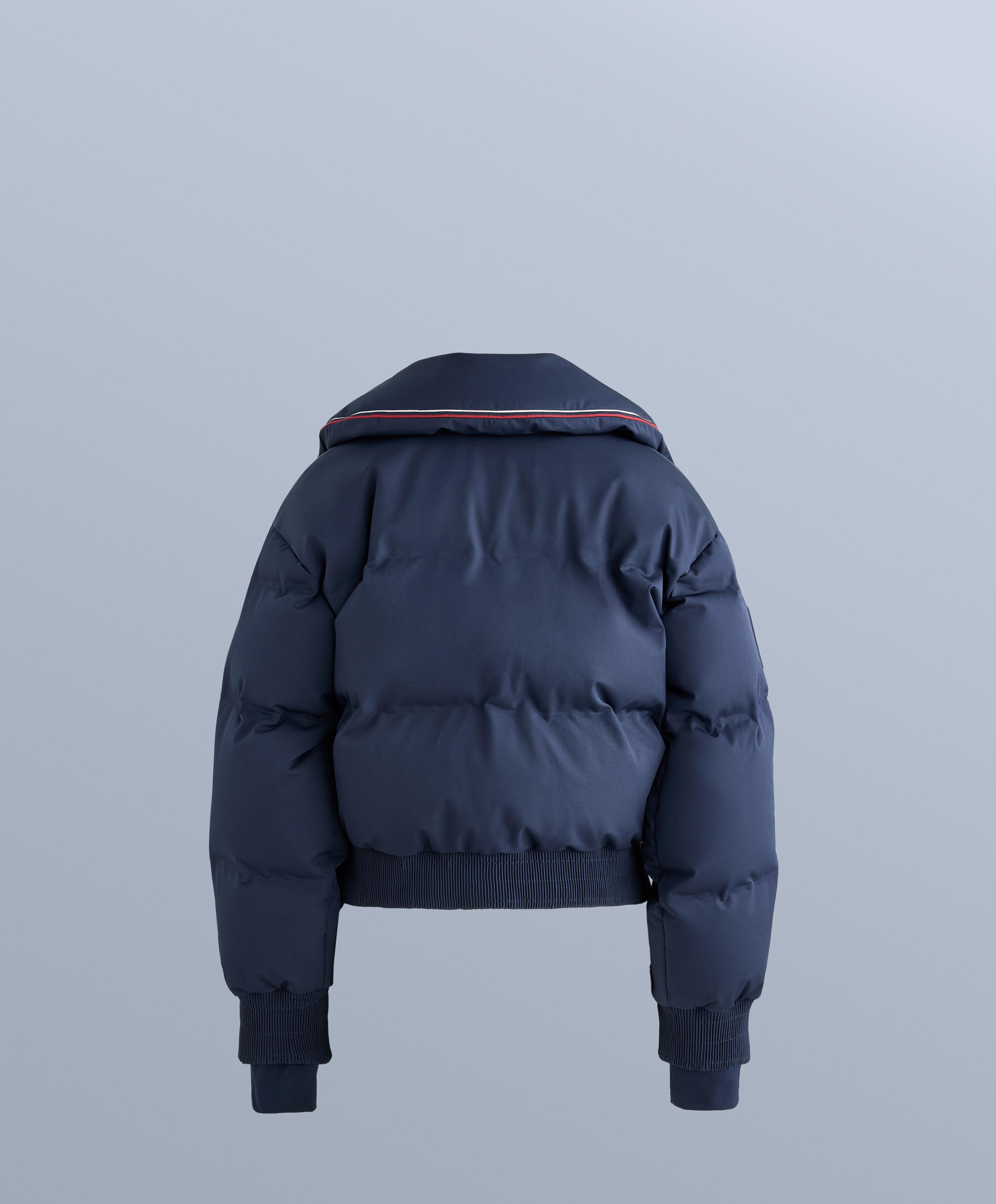 MINARDI PIUME SKI water-resistant retro jacket, 80% down and 20% feather — NAVY BLUE