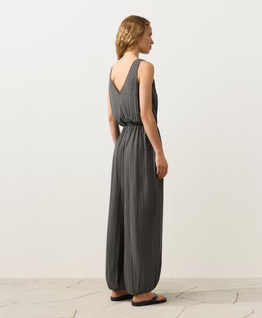 100% cotton crinkle long jumpsuit — ASPHALT 6