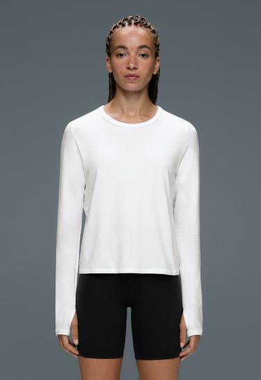 Regular Fit long-sleeve cotton-blend T-shirt — WHITE  2