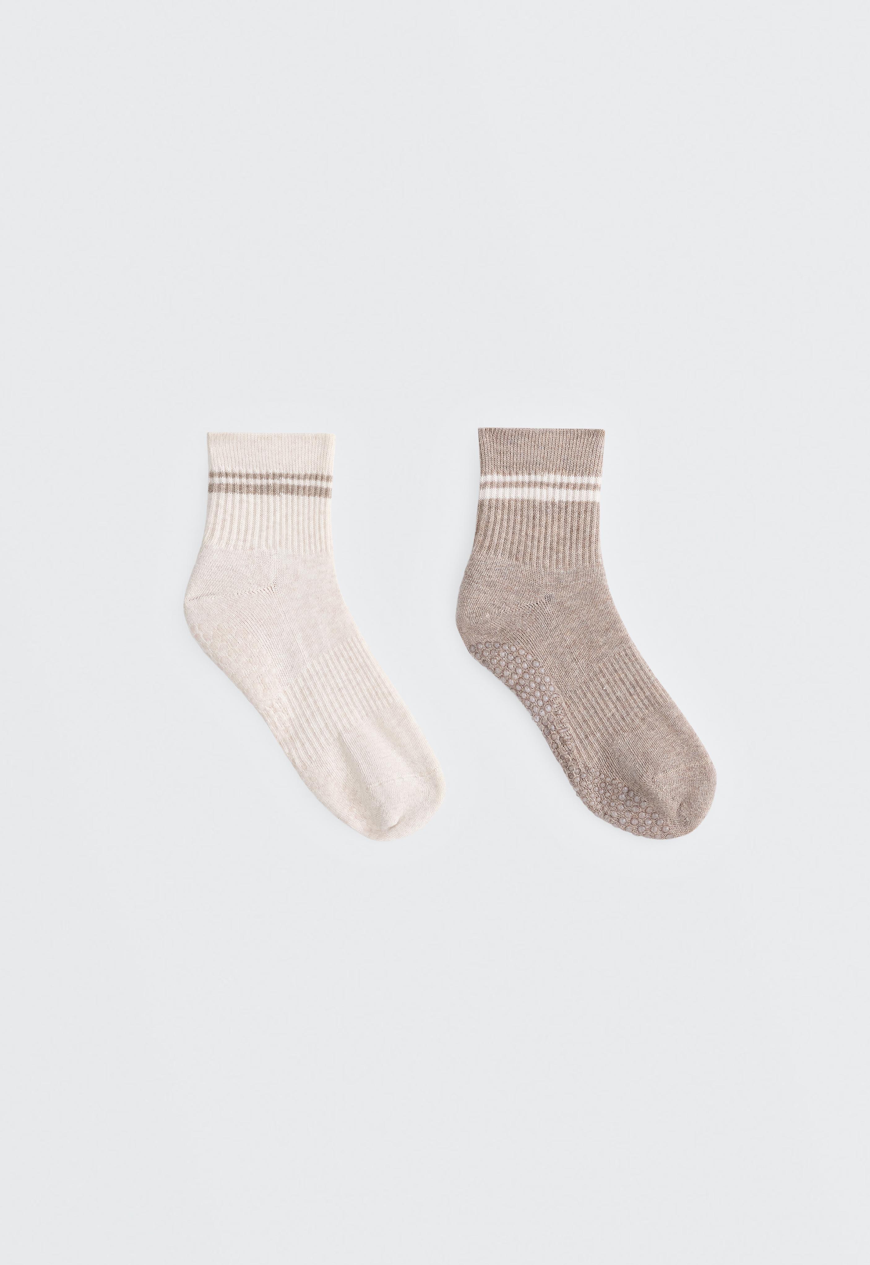 2 pairs of cotton padded quarter yoga and Pilates socks 2 pairs of cotton padded quarter yoga and Pilates socks