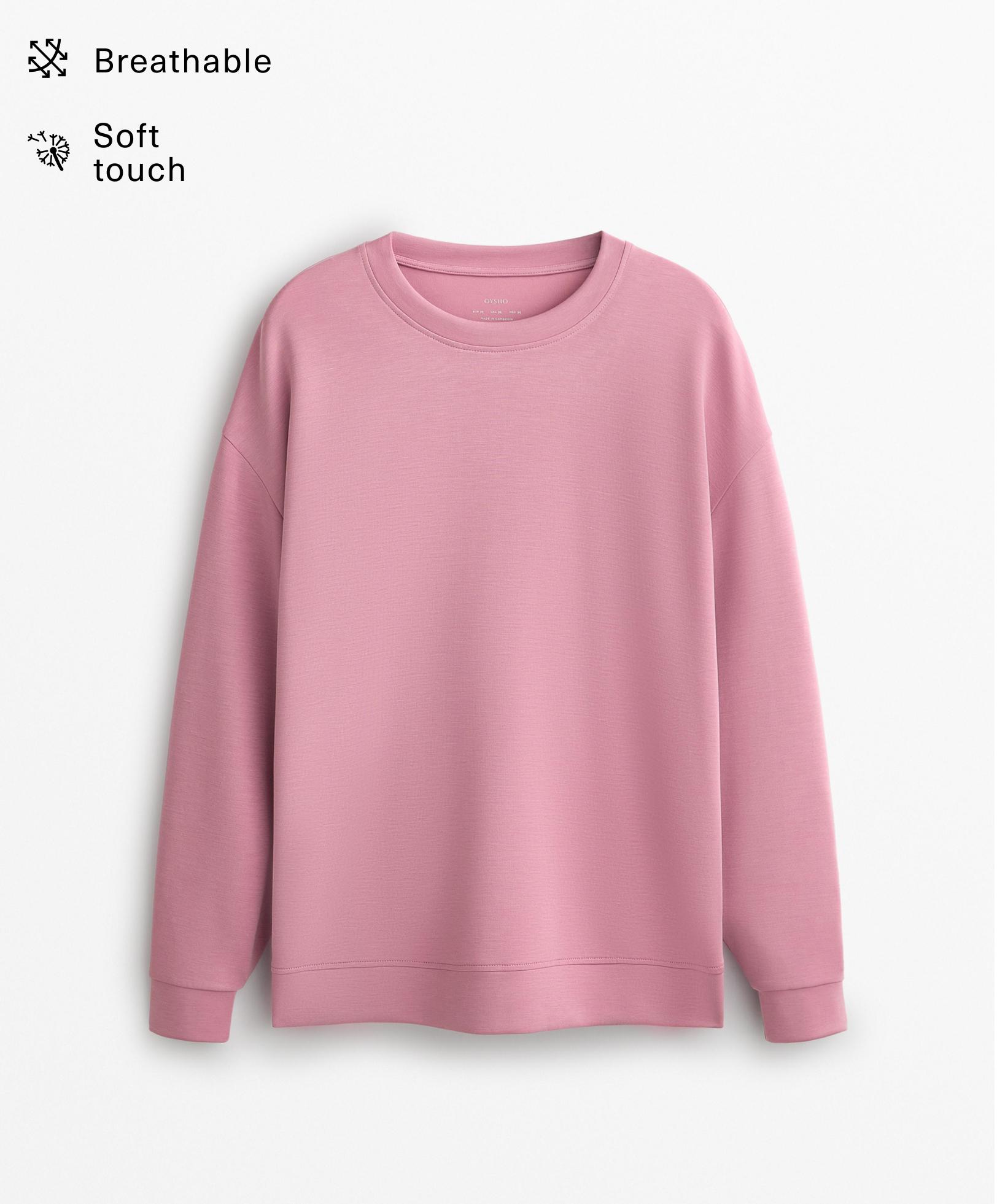 Long soft touch sweatshirt with modal