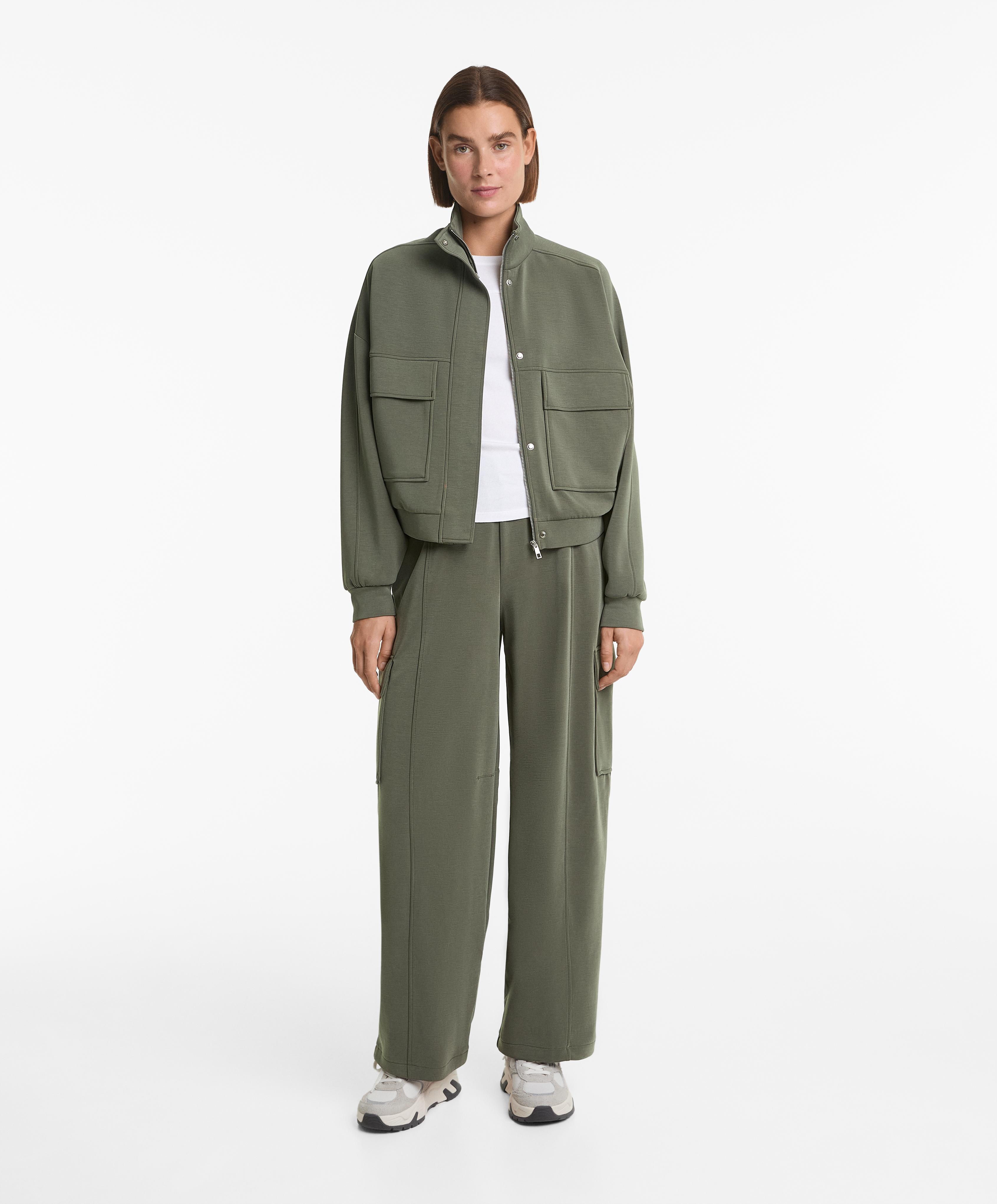 Green barrel tracksuit with brushed modal