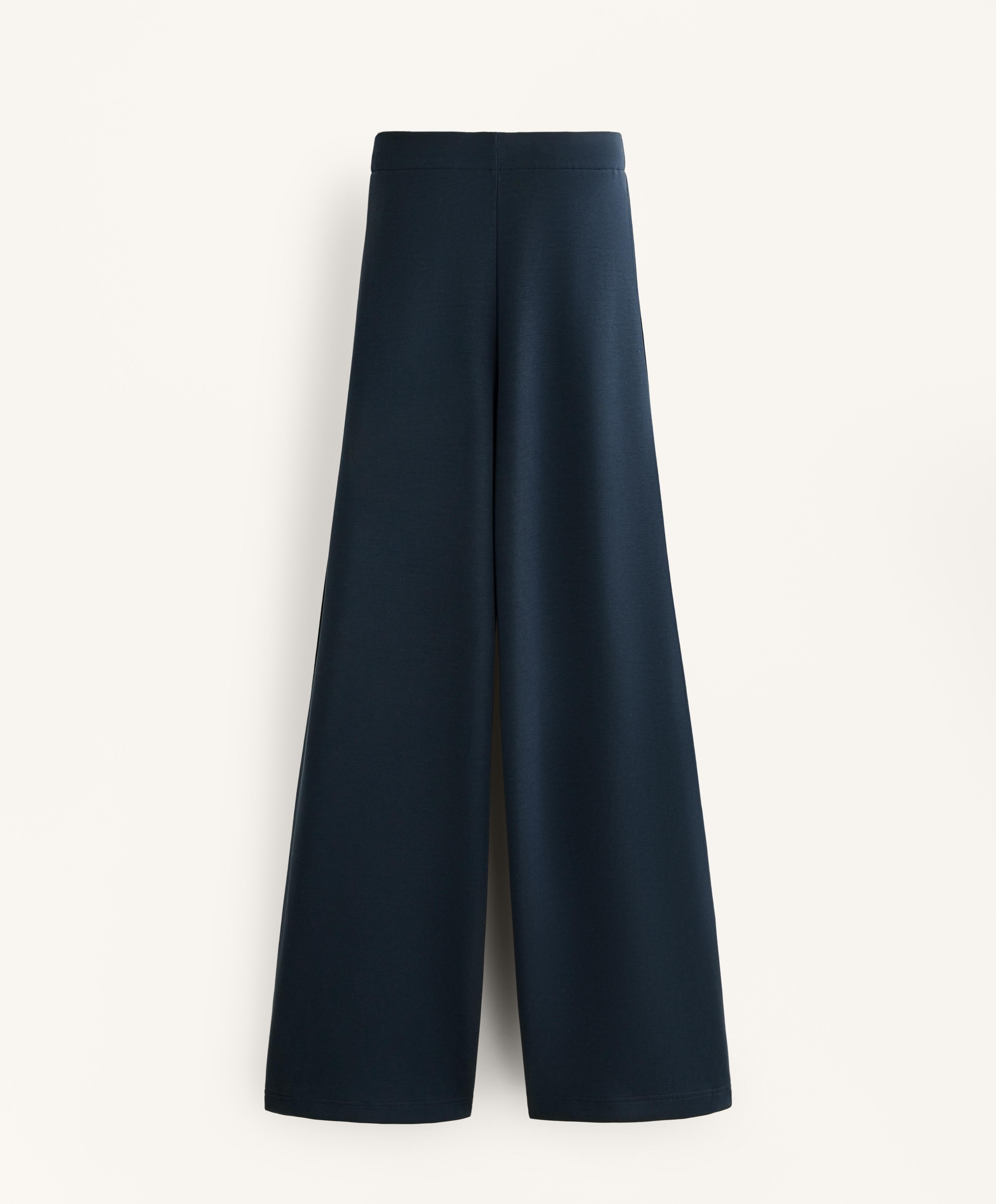 Cocoon trousers with modal side pleat — NAVY BLUE