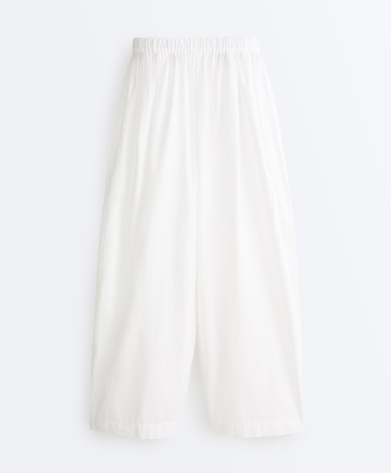 Pleated 100% cotton tapered trousers — WHITE 