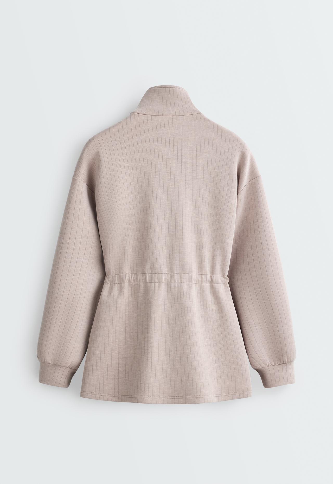 Long jacket with modal pinstripe print — TAN MELANGE