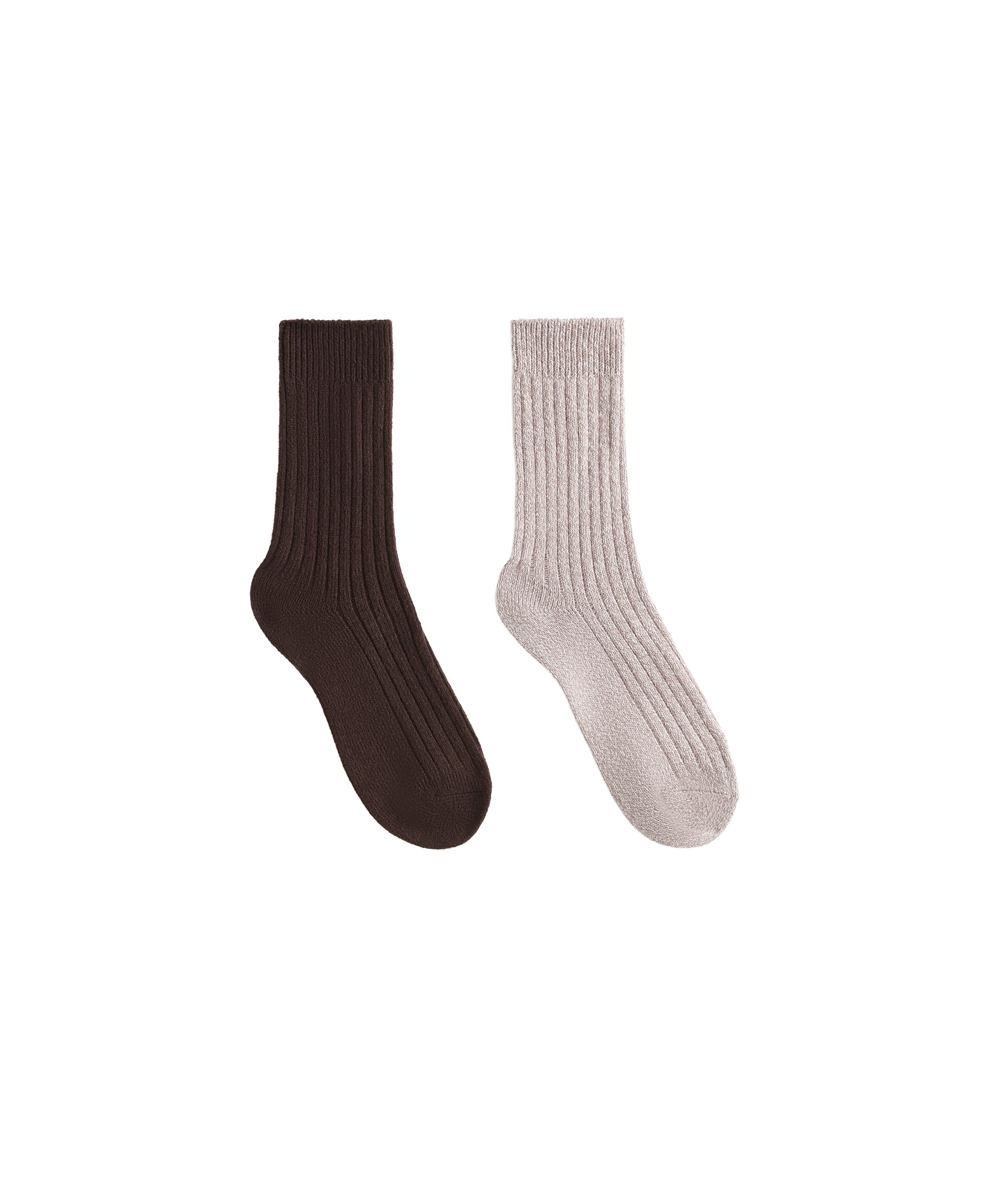 2 Pairs of Classic Ribbed Socks — CHOCOLATE      