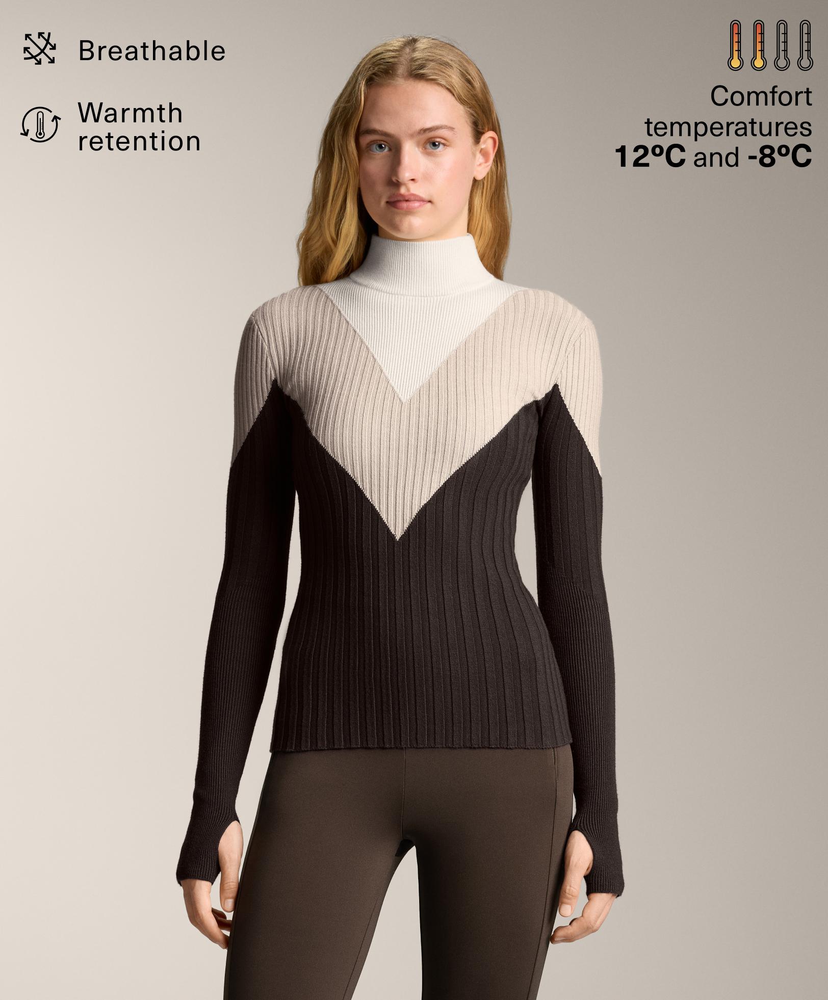 Thermal base layer rib knit T-shirt with contrasting high neck - Sale