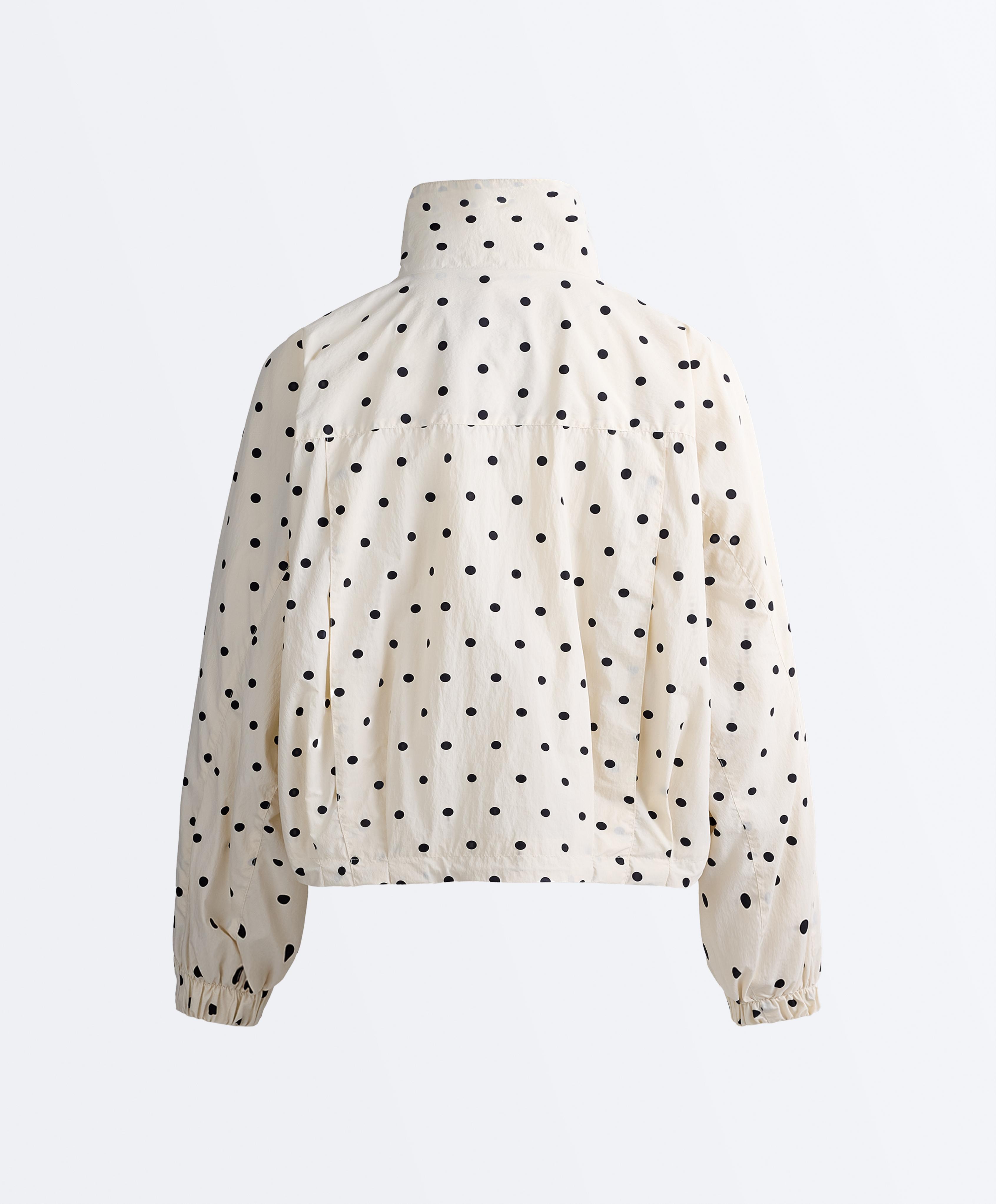 Polka dot water-repellent jacket — PALE ECRU