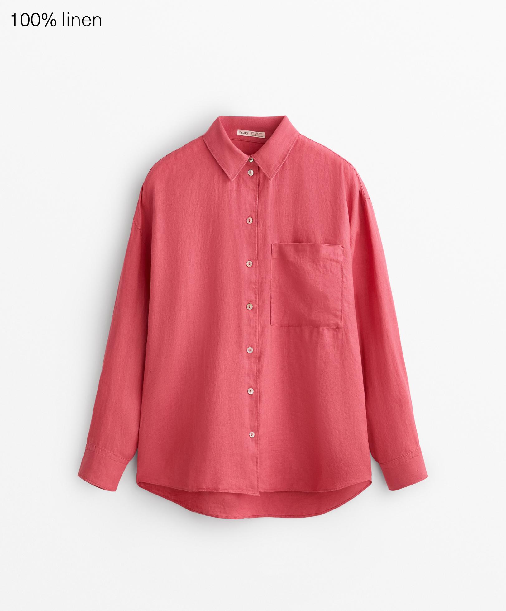 100% linen long-sleeved shirt