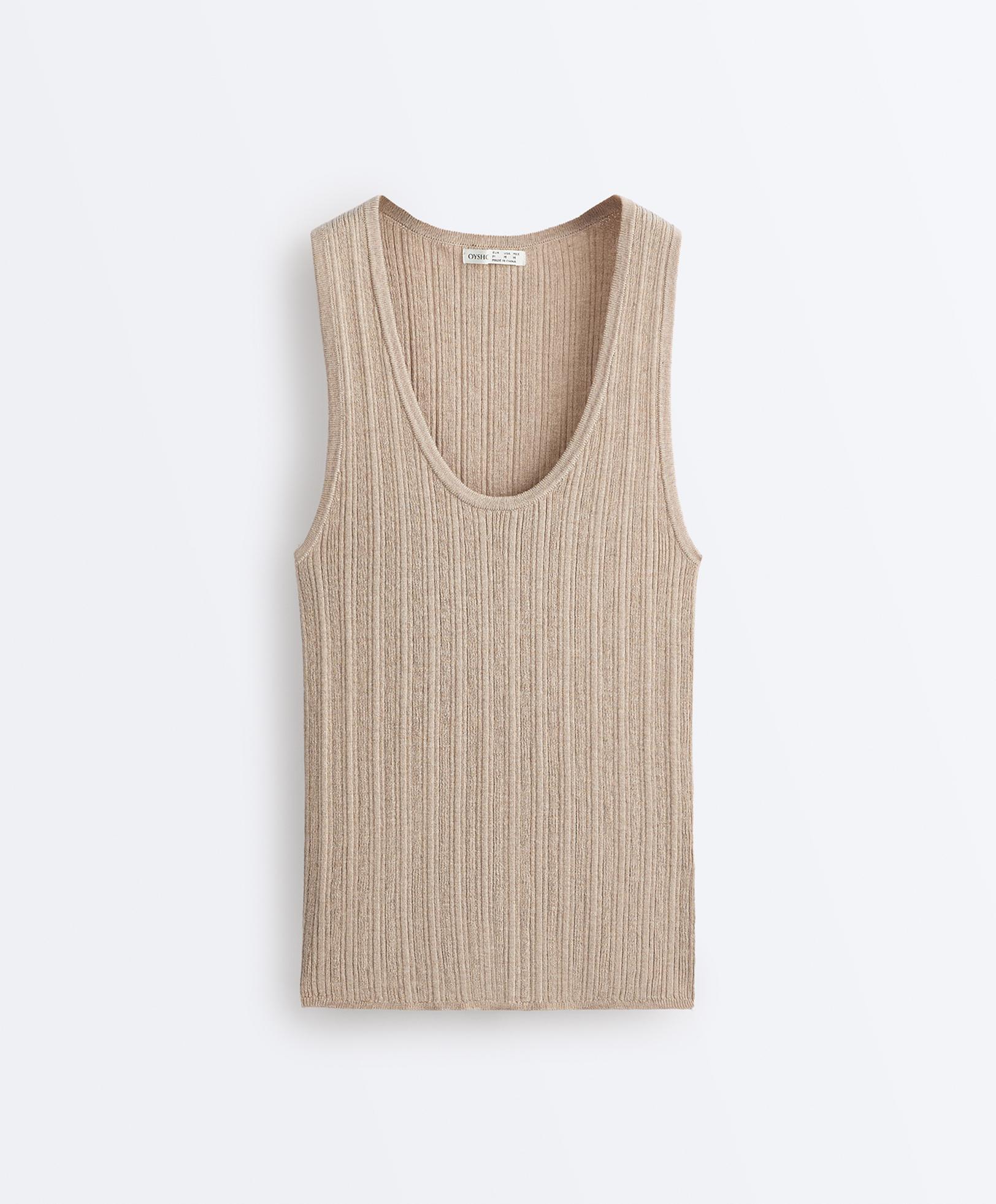 Fitted ribbed knit top — SANDY