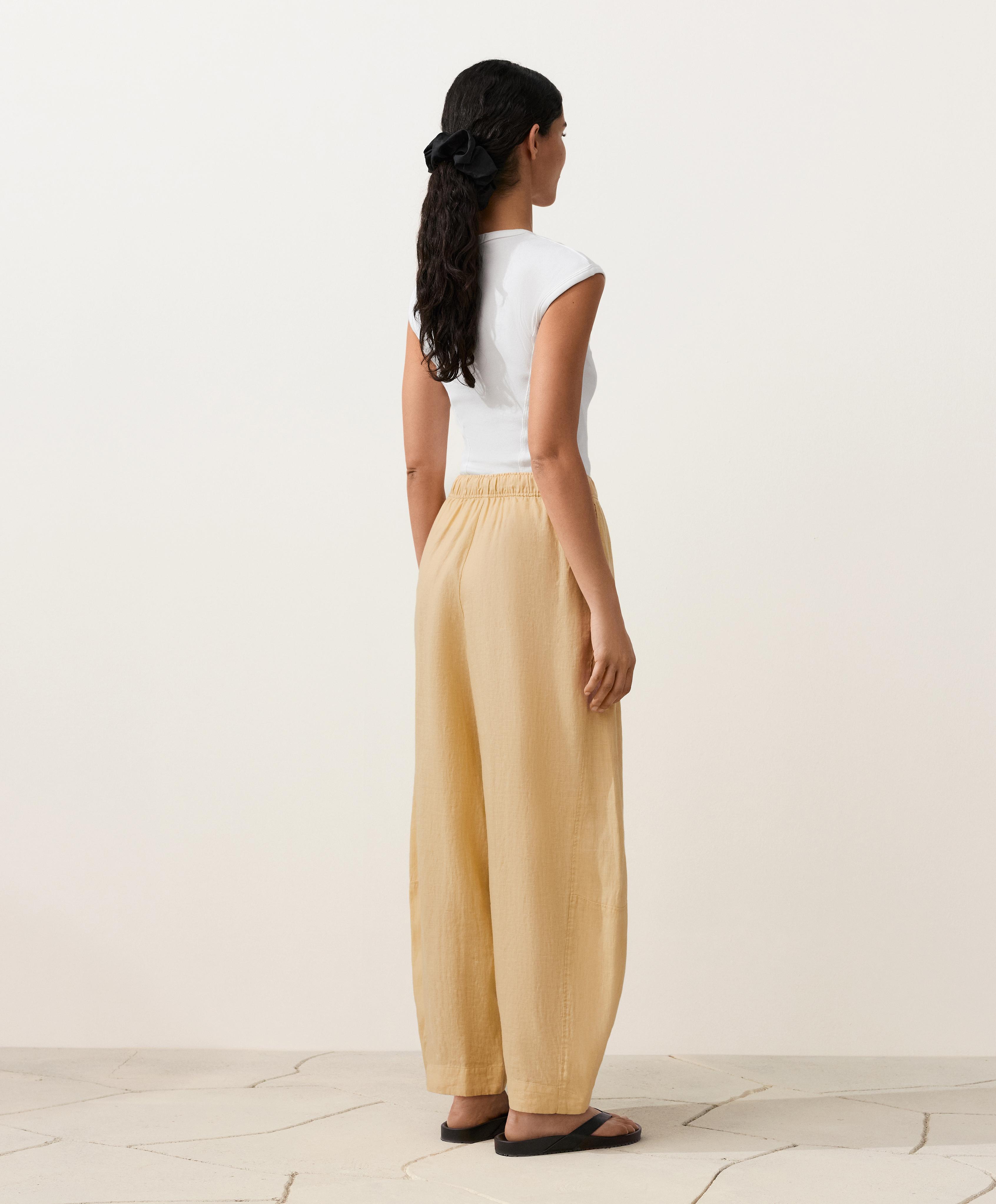 100% linen balloon trousers — WASHED YELLOW
