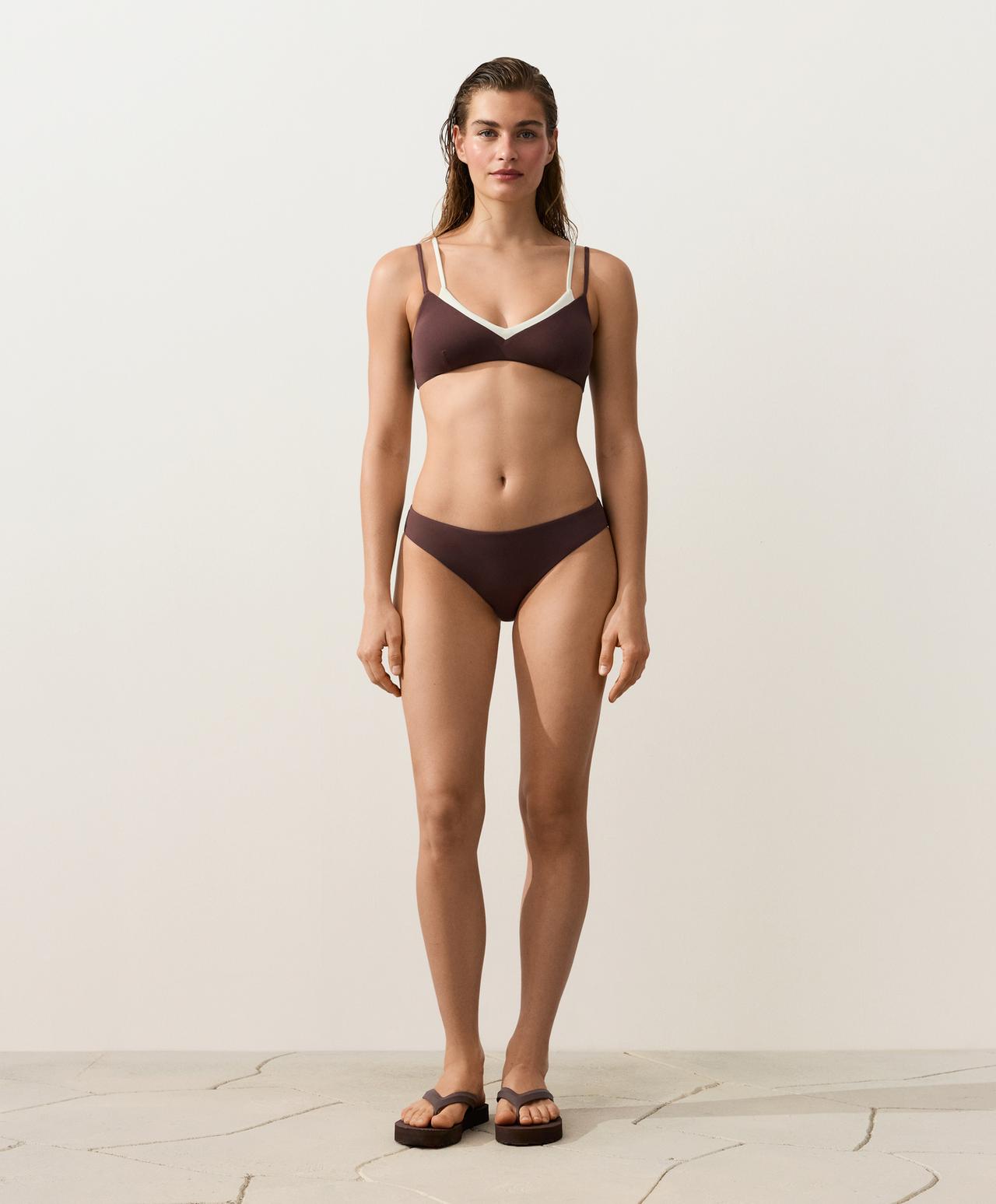 Double-effect bikini top — CHOCOLATE