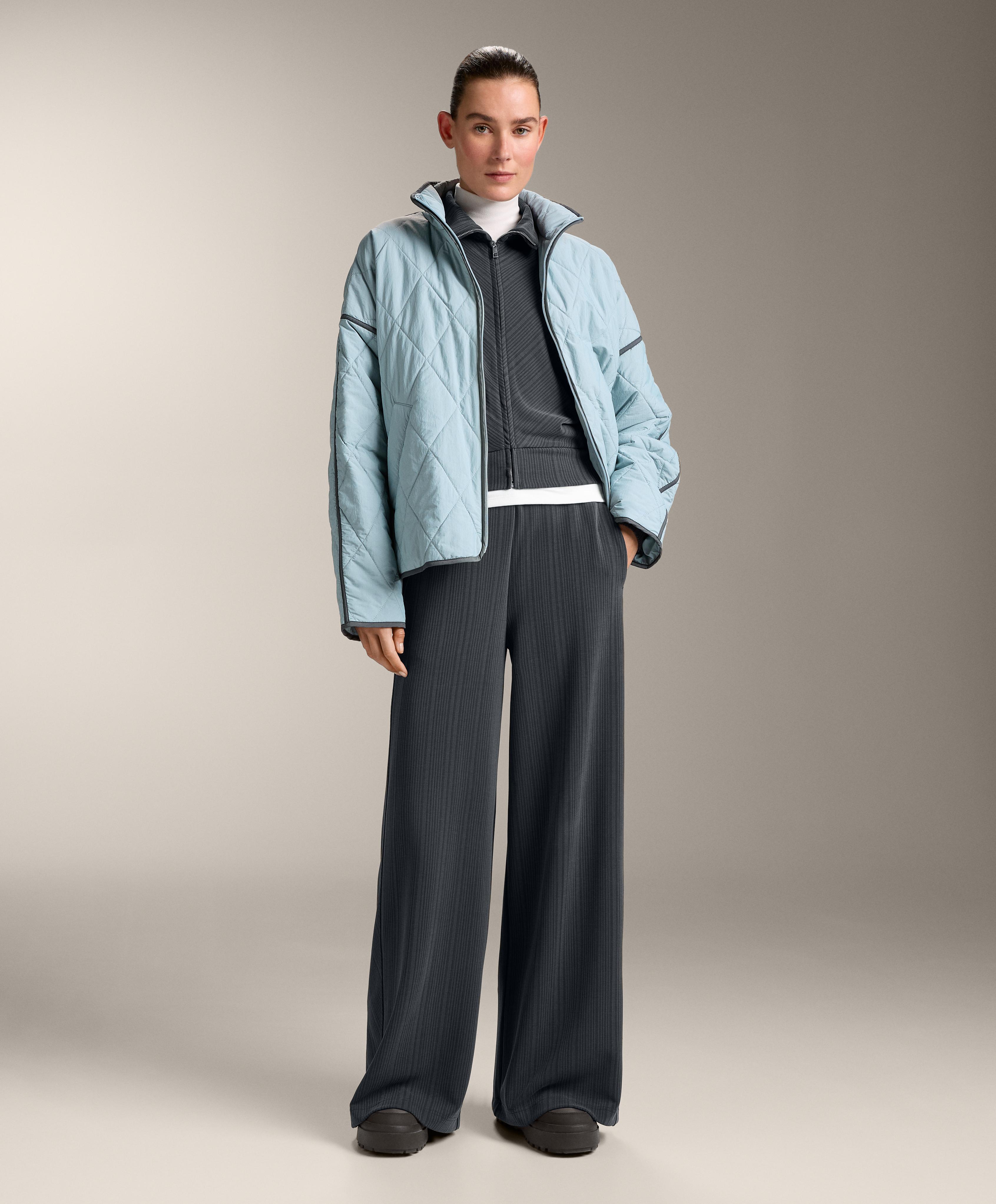 Asymmetric stripe jacket with modal — ASPHALT