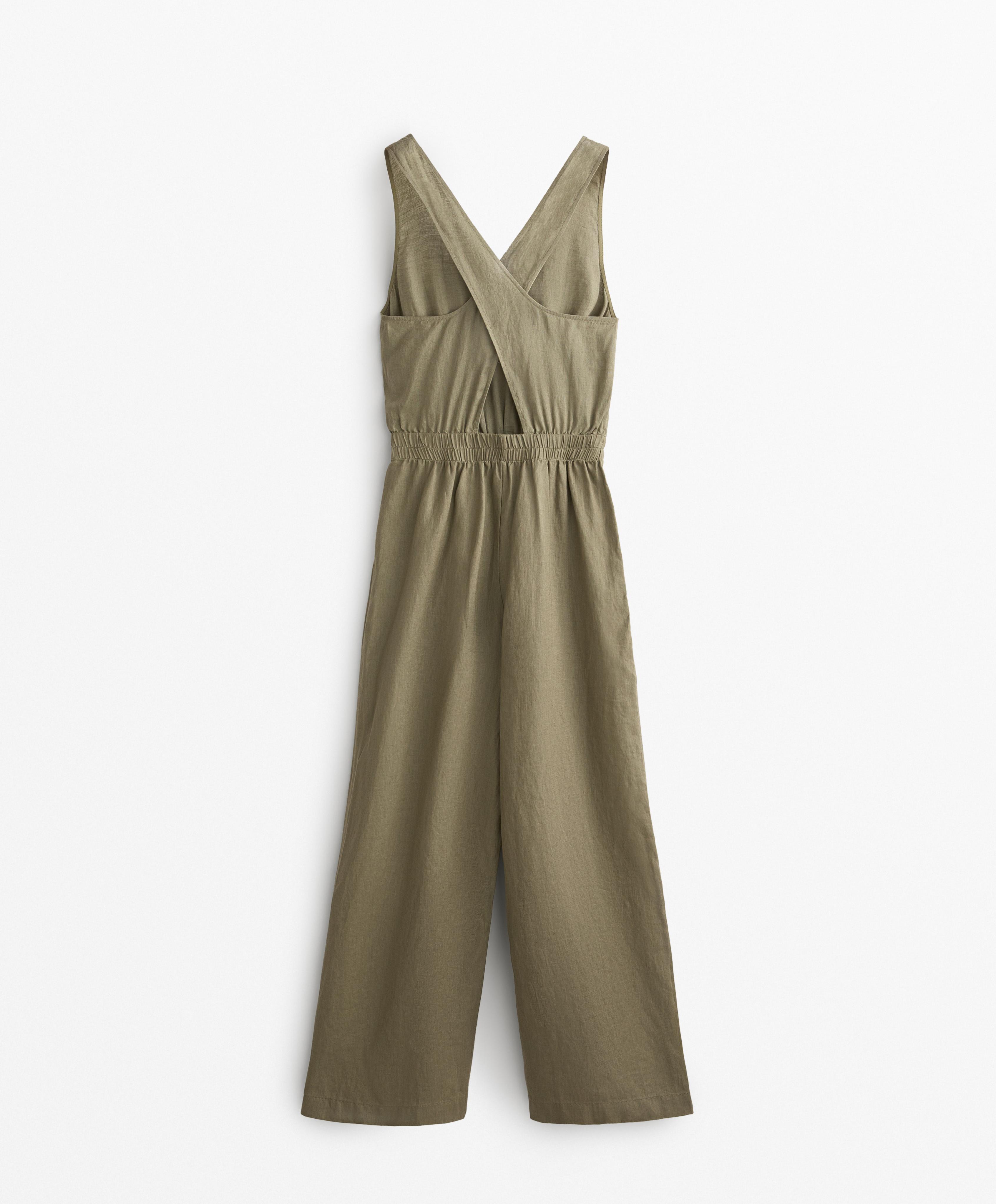 100% linen strappy jumpsuit