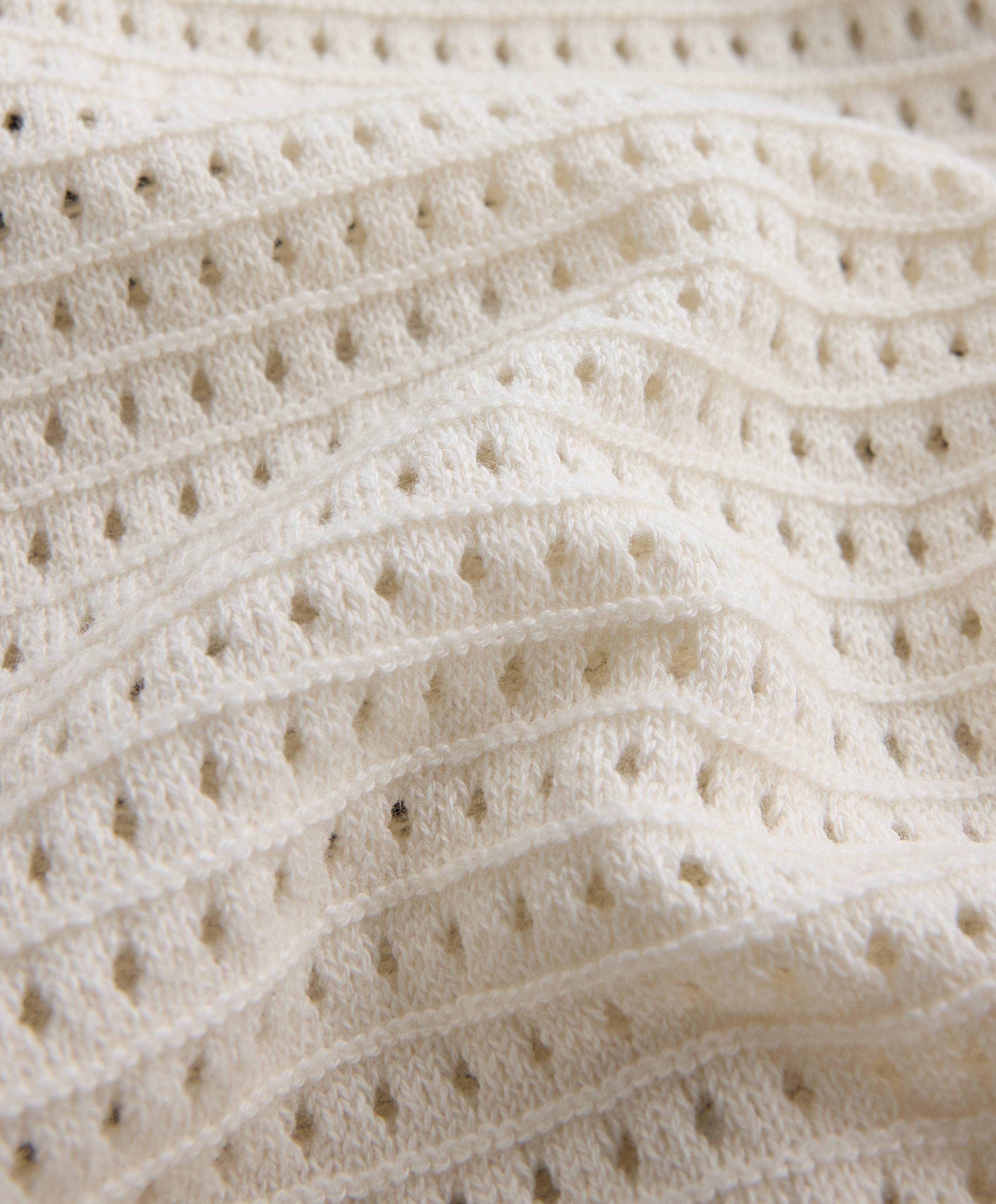 Cotton-blend open knit jumper — PALE ECRU
