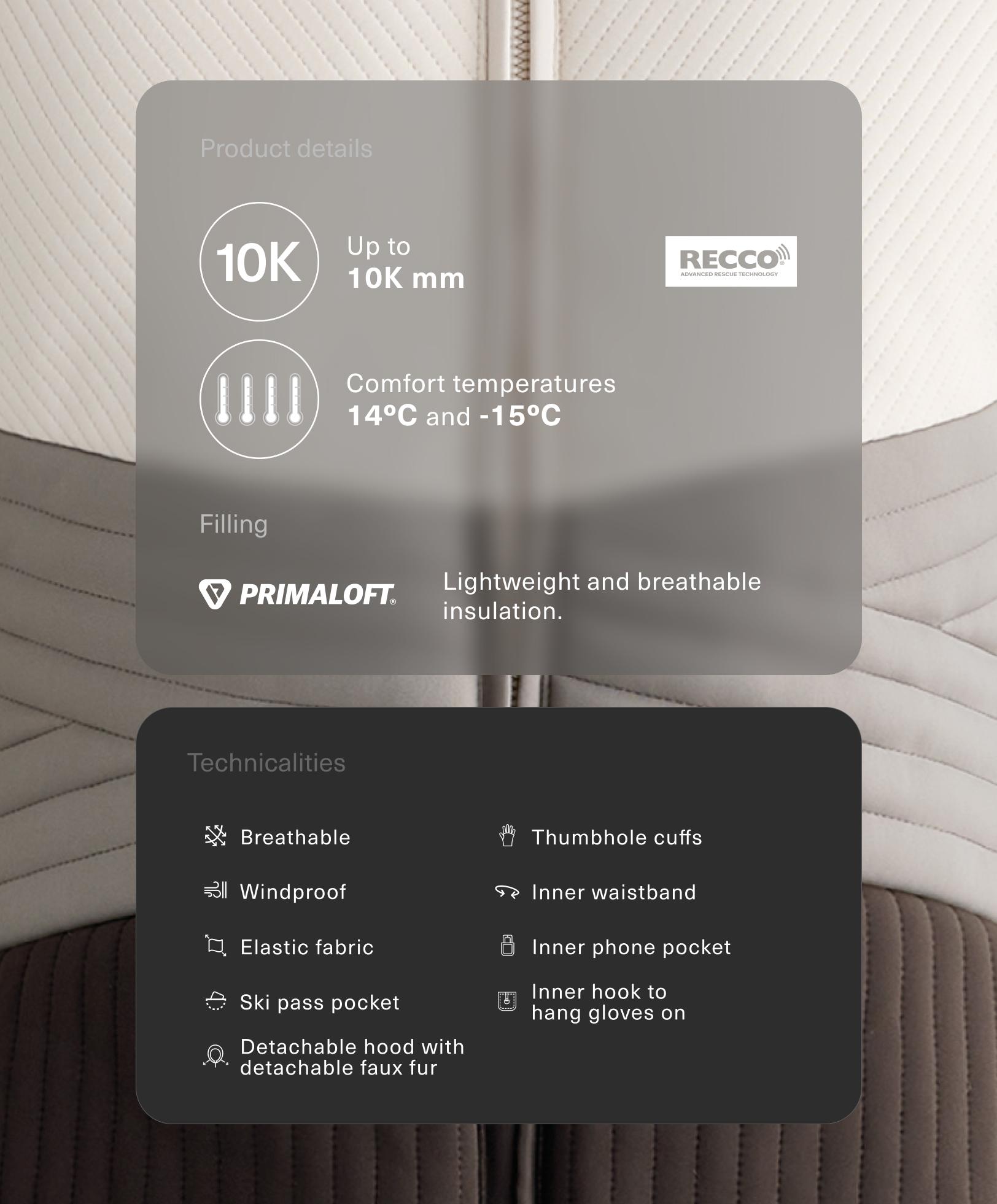 Super-fitted water-resistant colour-block Primaloft® SKI jacket