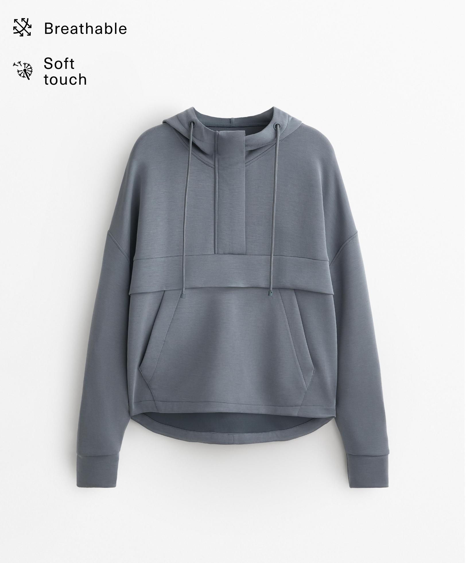 Soft-touch sweatshirt with modal and zip