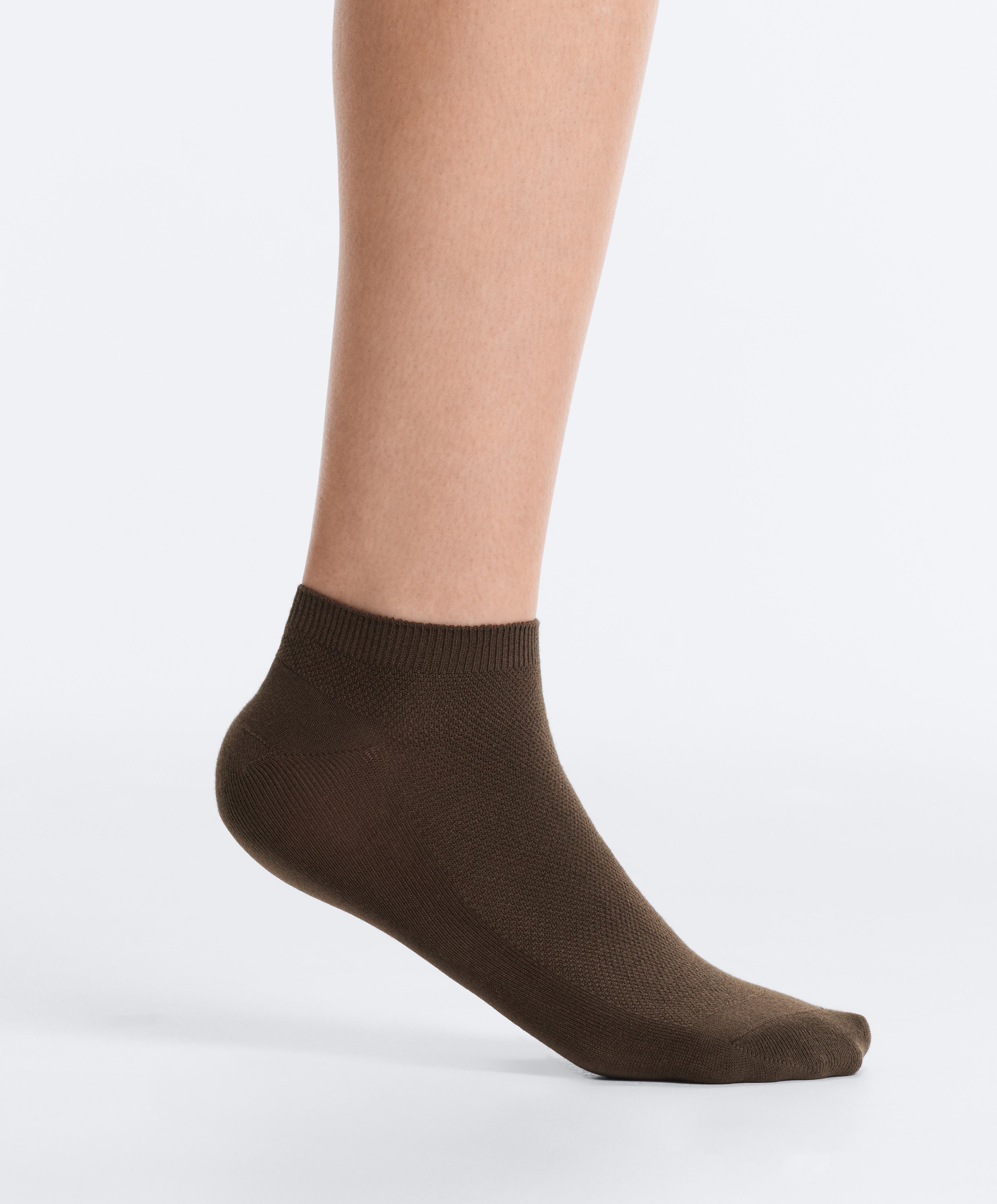 3 pairs of cotton blend piqué sneaker socks — WASHED TERRACOTTA
