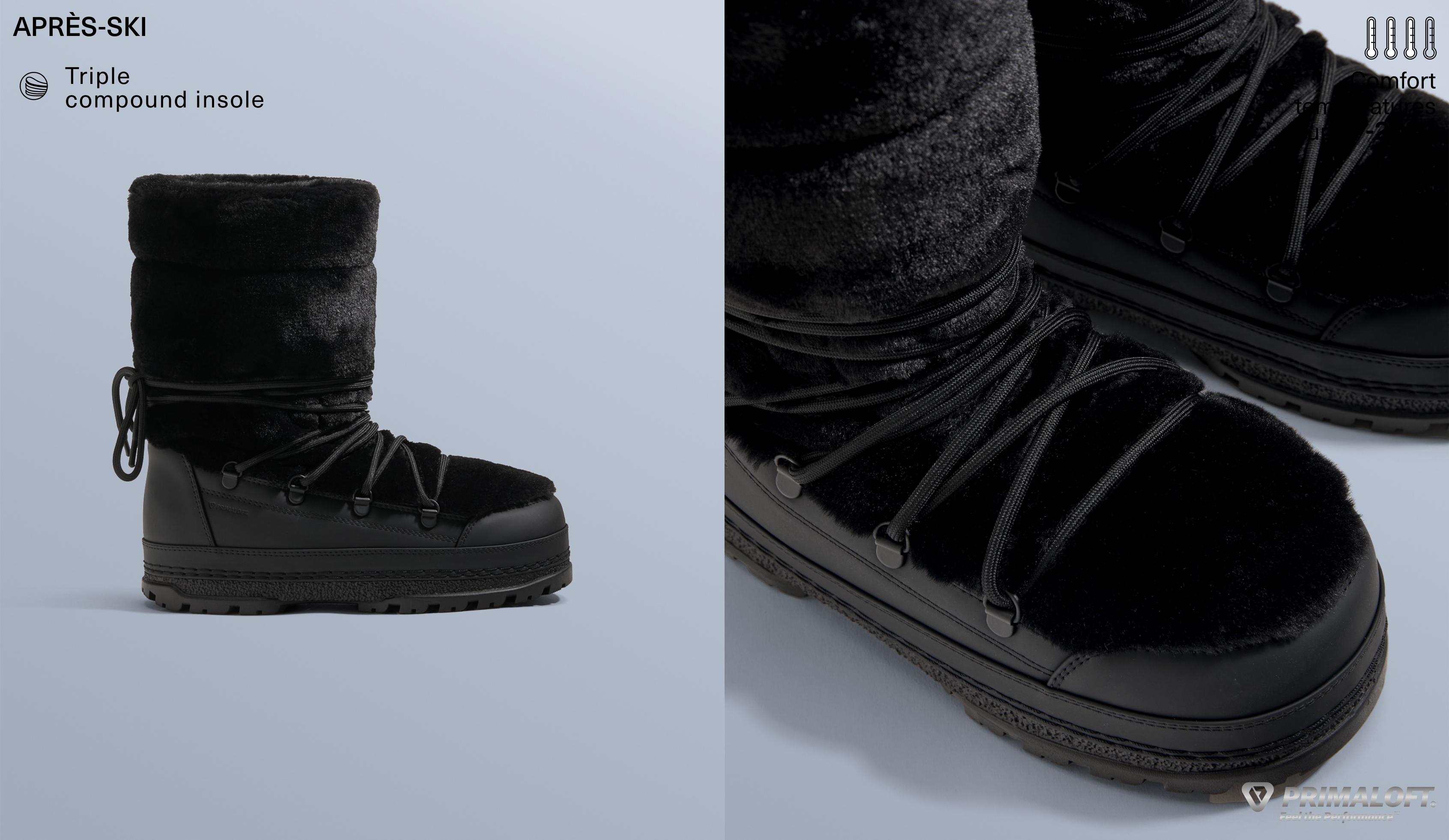 Lace-up technical faux fur boots