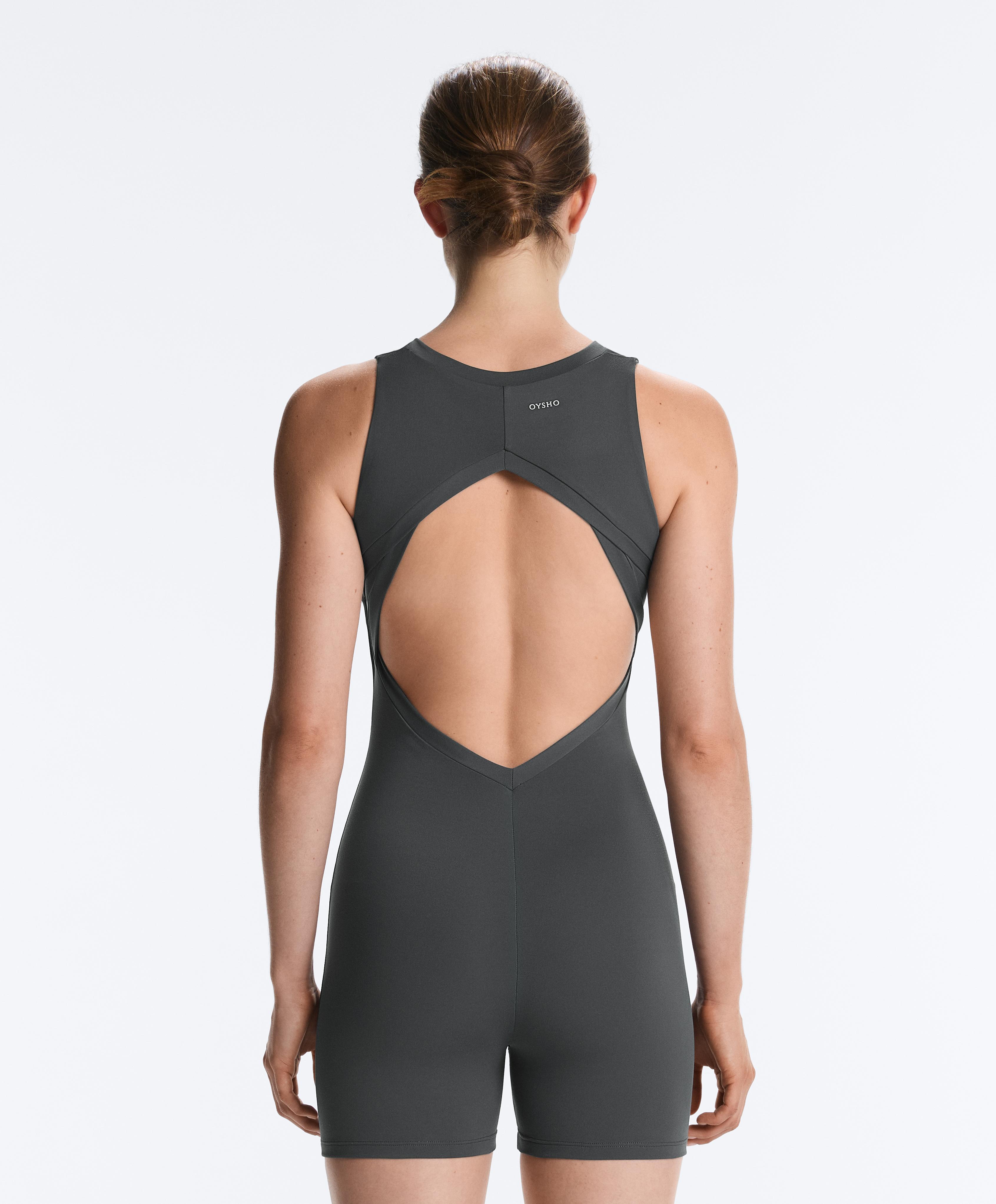 Open-back Comfortlux short jumpsuit — STEEL GREY