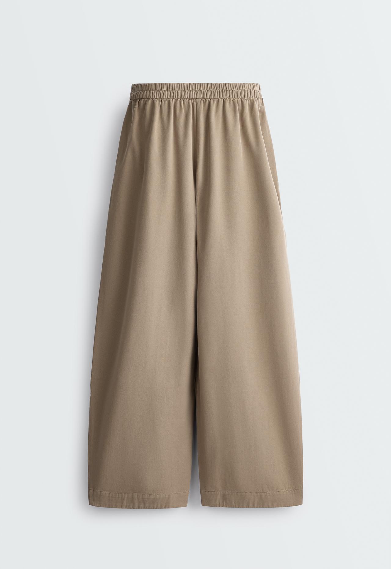 Tapered pleat cotton-blend trousers — WASHED KHAKI