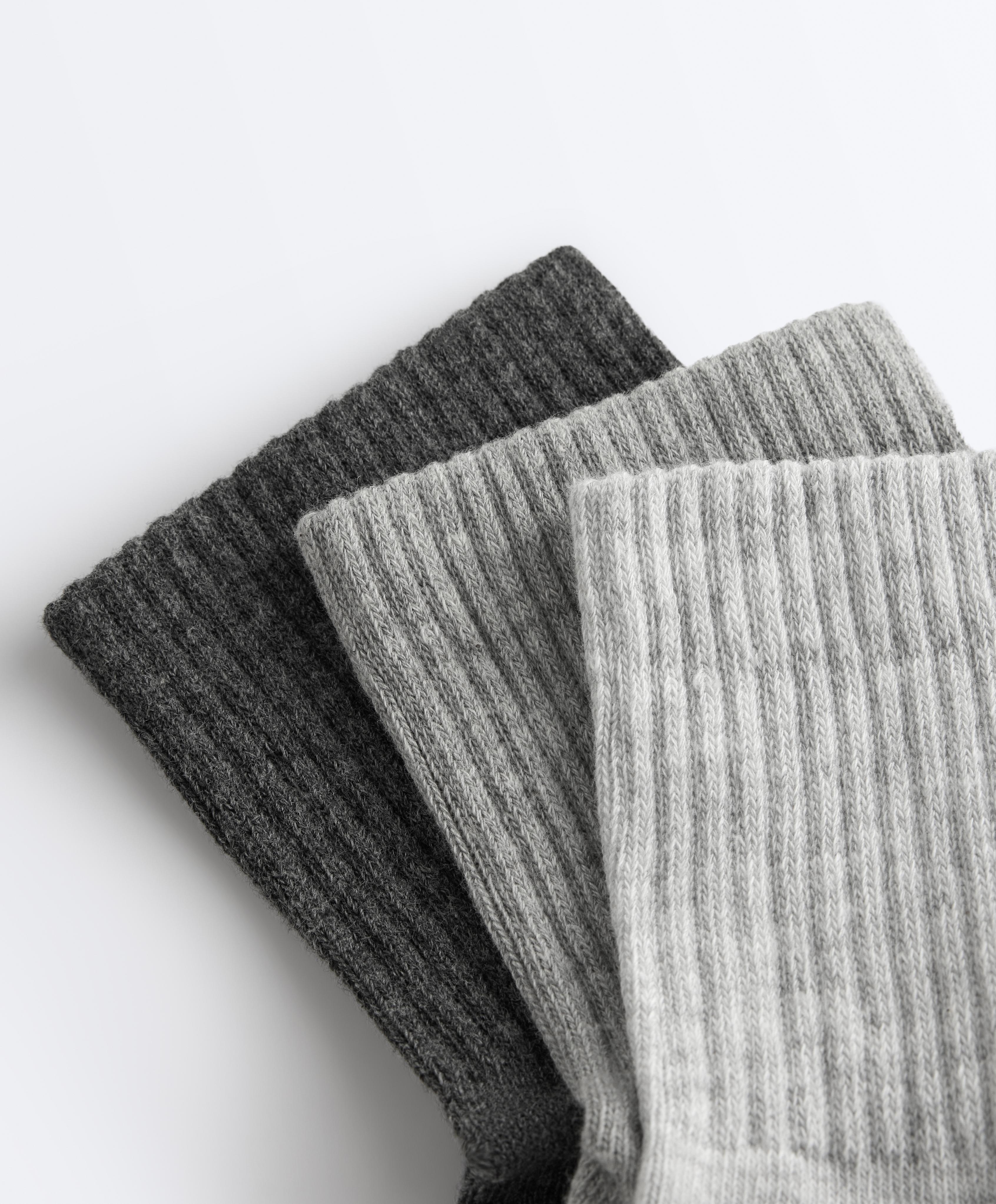 3 pairs of cotton blend quarter sports socks — PALE GREY MELANGE