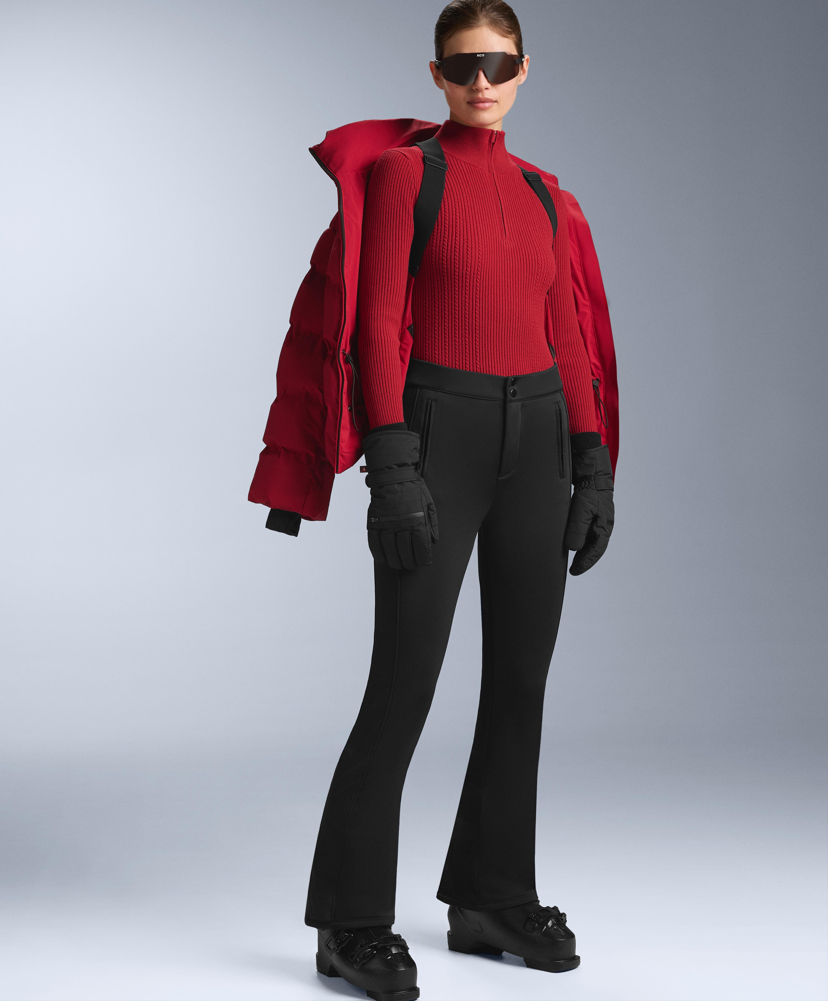 Cable knit thermal base layer T-shirt — RED