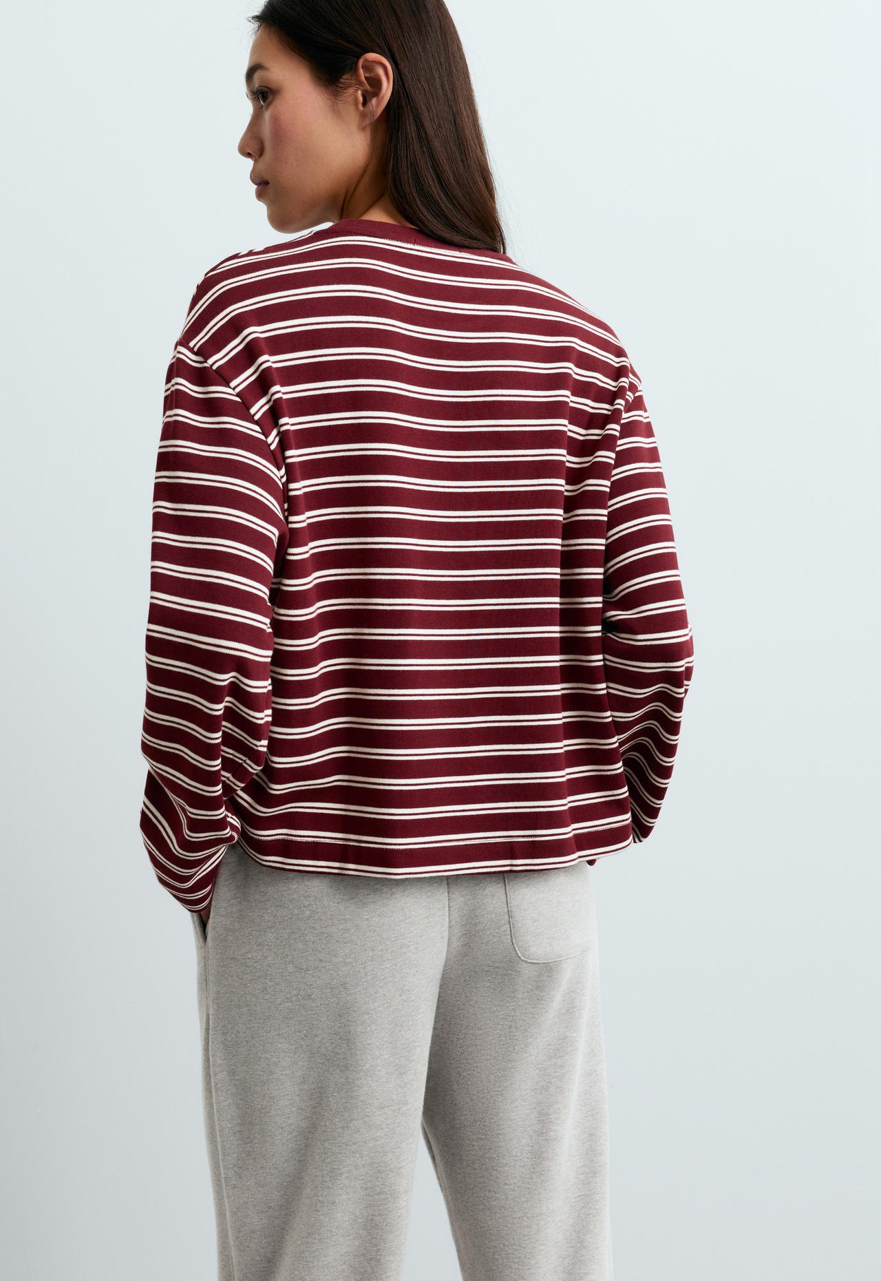 Long sleeve Relaxed striped T-shirt — BURGUNDY