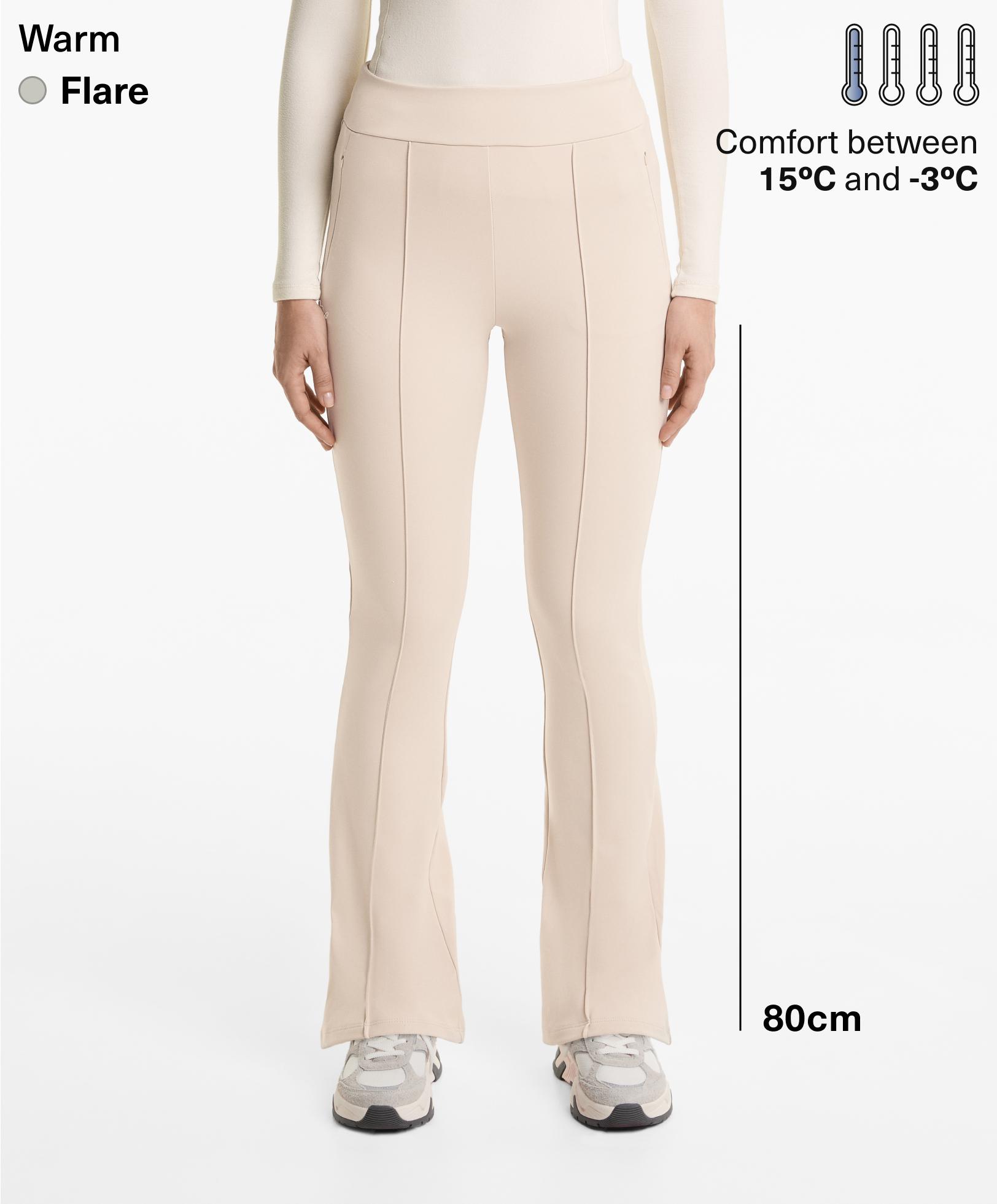 High rise warm 80cm flare trousers with crease