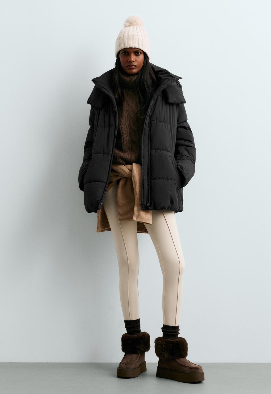 Oysho High neck cable knit jumper