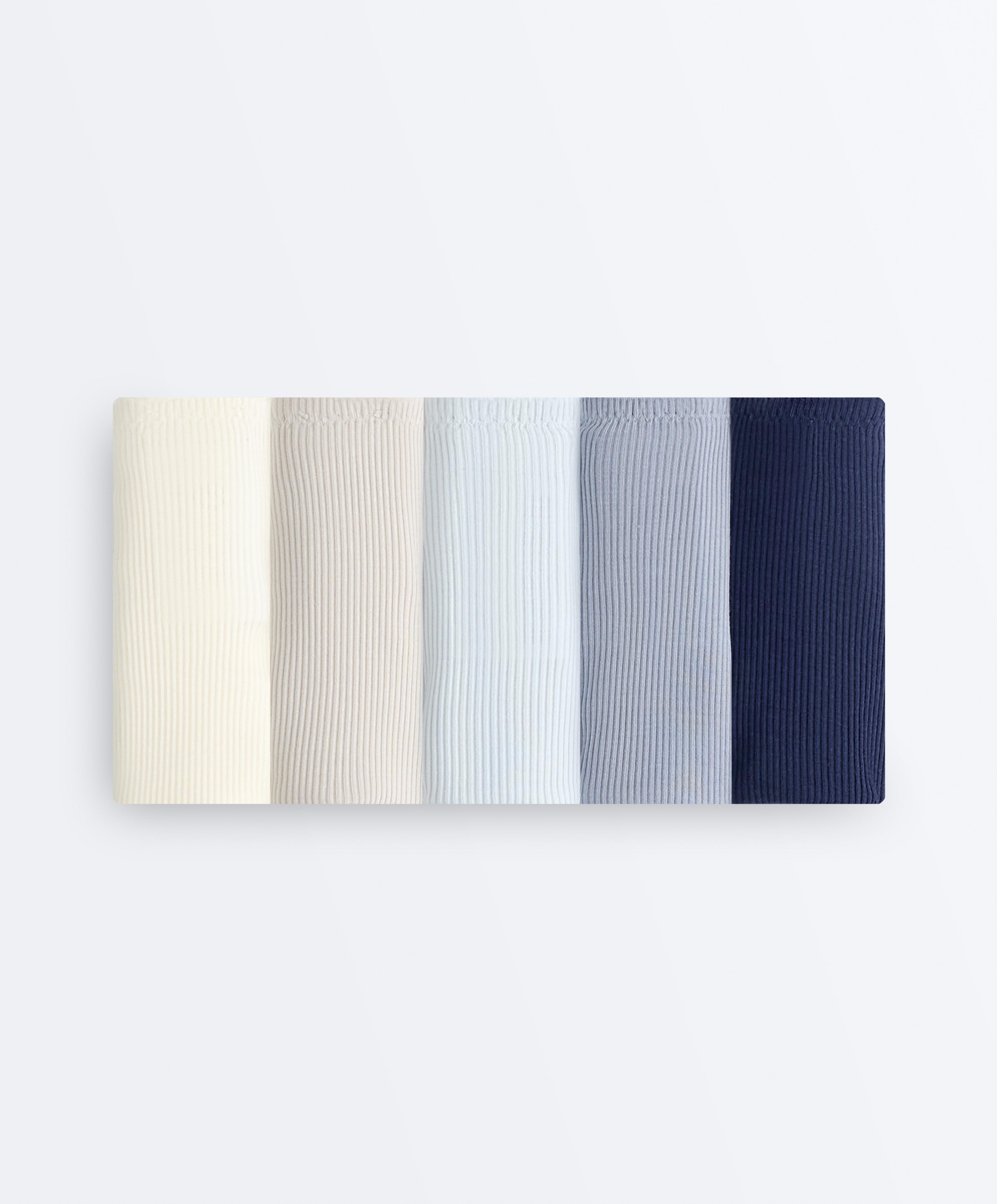 5 cotton rib U-cut Brazilian briefs — GREY-BLUE