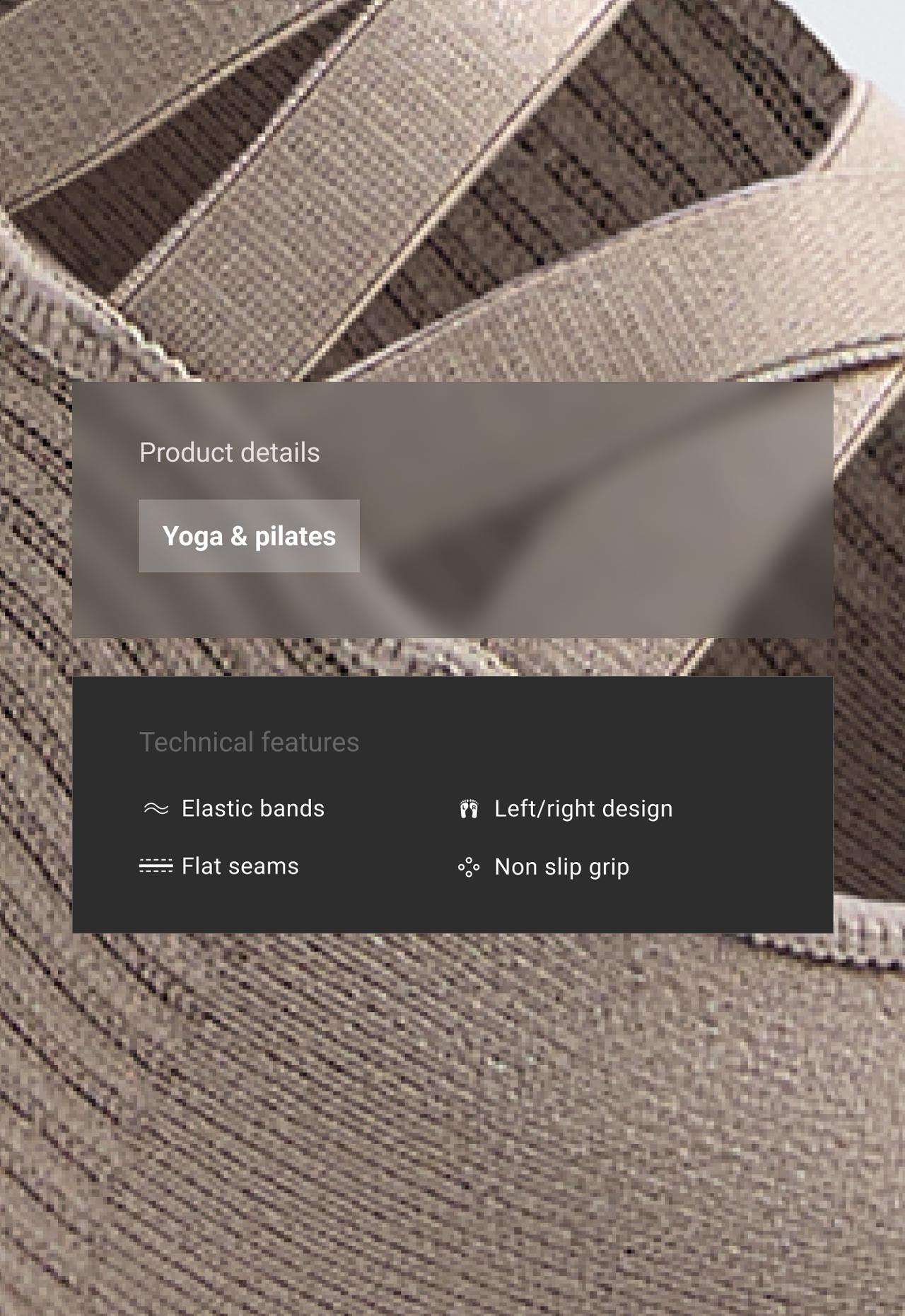 2 pairs of invisible polyamide blend yoga and Pilates socks with double straps — TAUPE